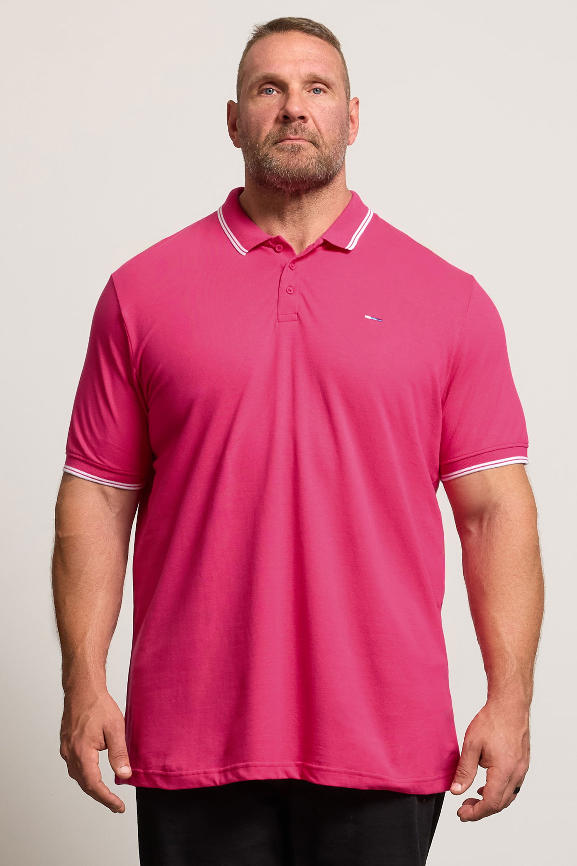 BadRhino Big & Tall Pink & White Tipped Polo Shirt | BadRhino 1