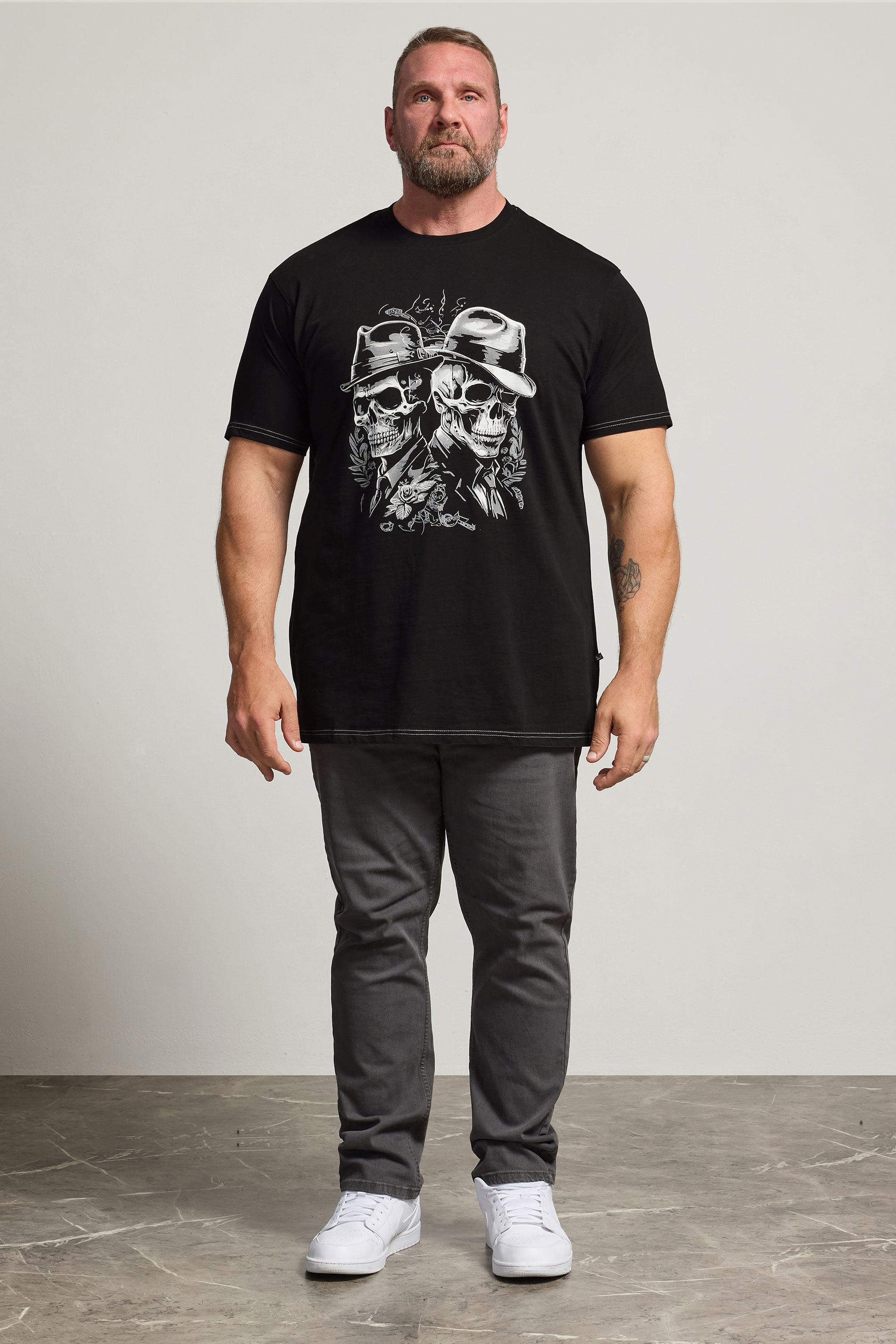 KAM Big & Tall Black Gentleman Skull T-Shirt | BadRhino 1