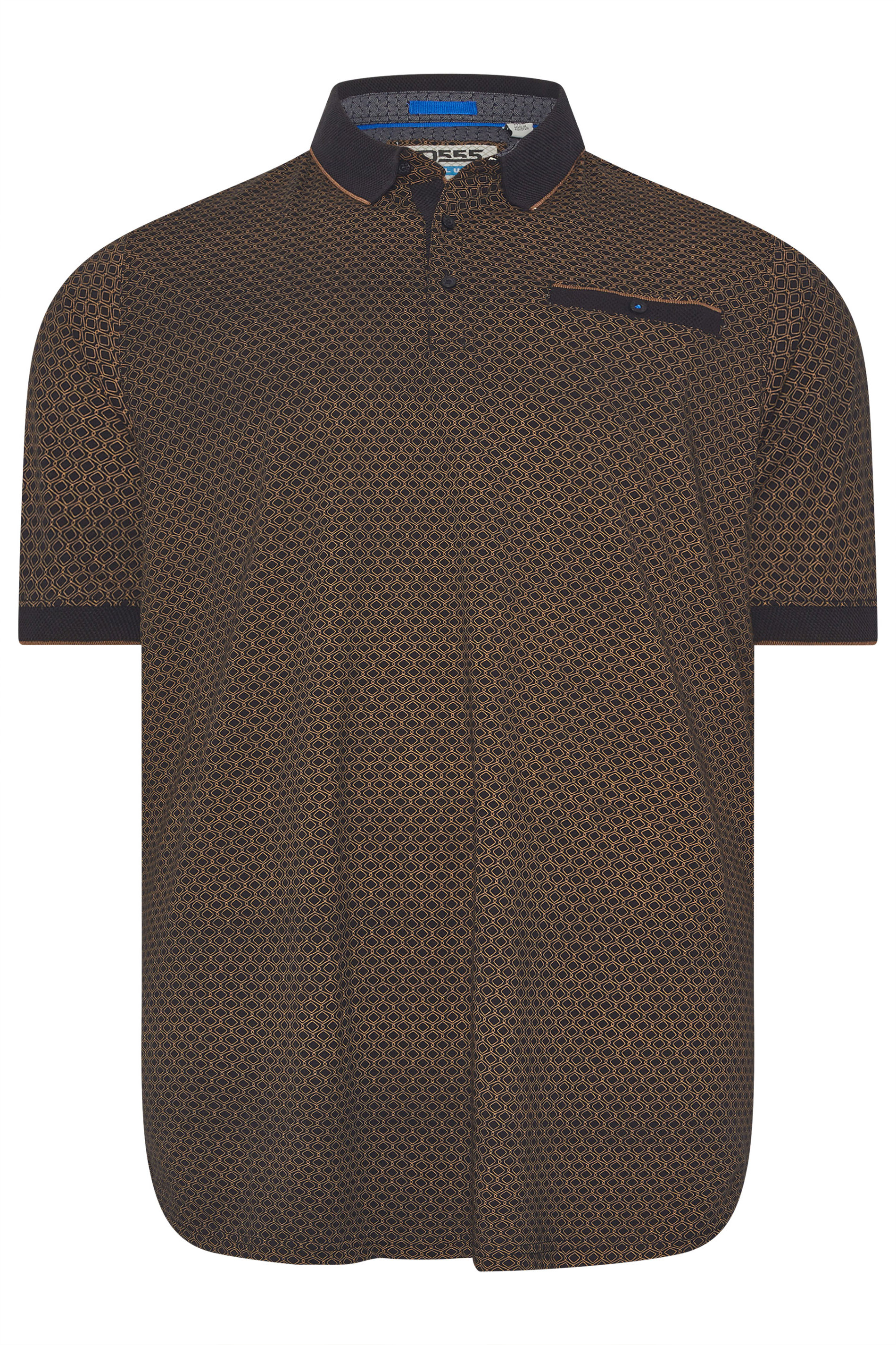 D555 Big & Tall Black Jacquard Polo Shirt | BadRhino 3