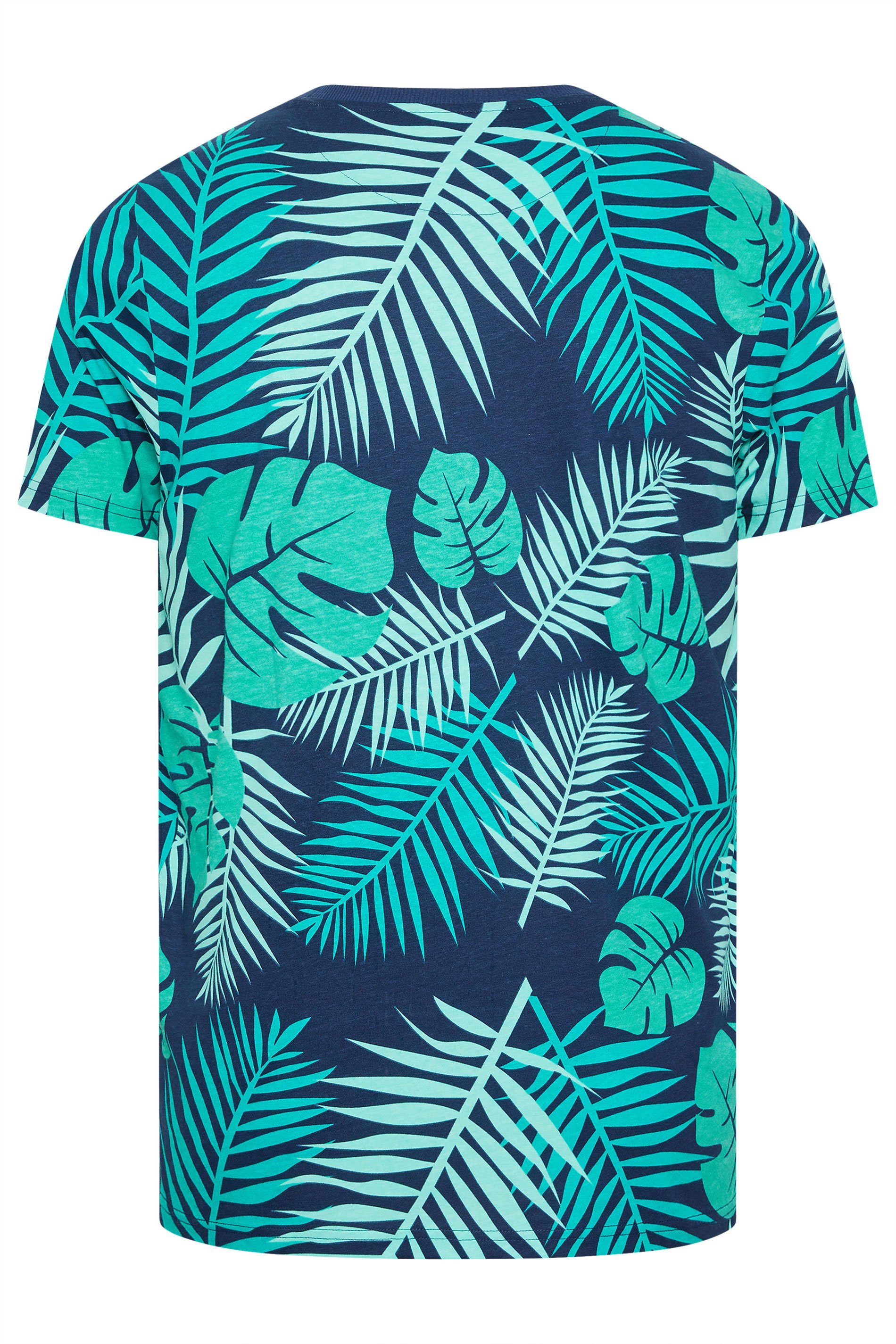 BadRhino Big & Tall Navy Blue Leaf Printed T-Shirt | BadRhino 8