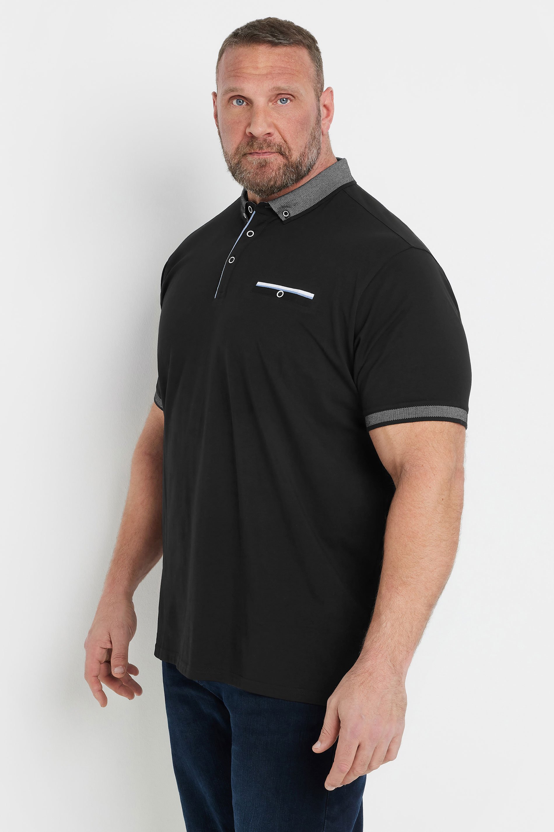 BadRhino Big & Tall Black Chambray Polo Shirt | BadRhino 3