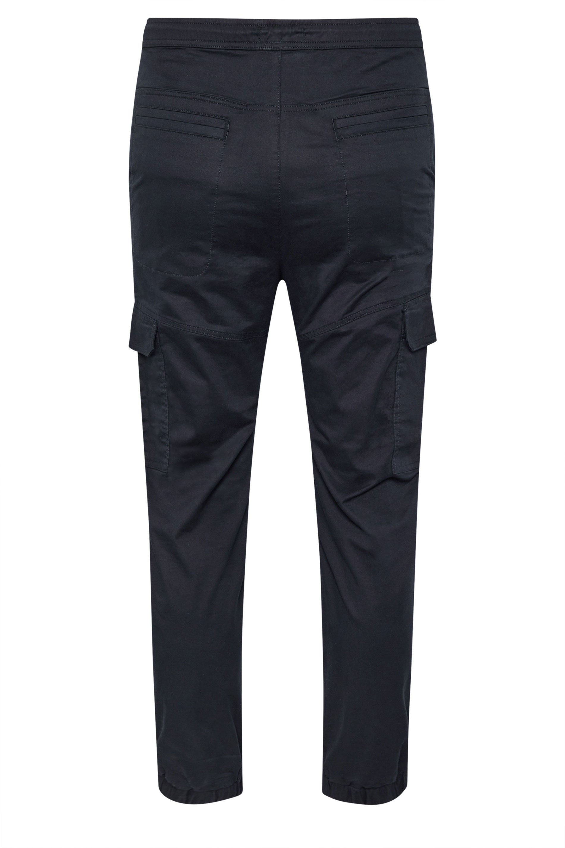 BadRhino Big & Tall Navy Blue Elasticated Waist Cuffed Cargo Trousers | BadRhino 5