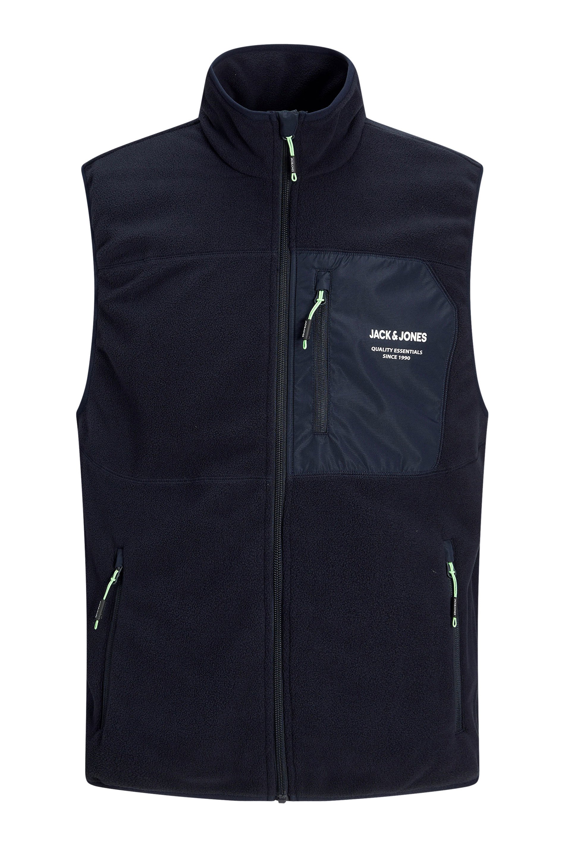 JACK & JONES Big & Tall Navy Blue Fleece Bodywarmer | BadRhino 2