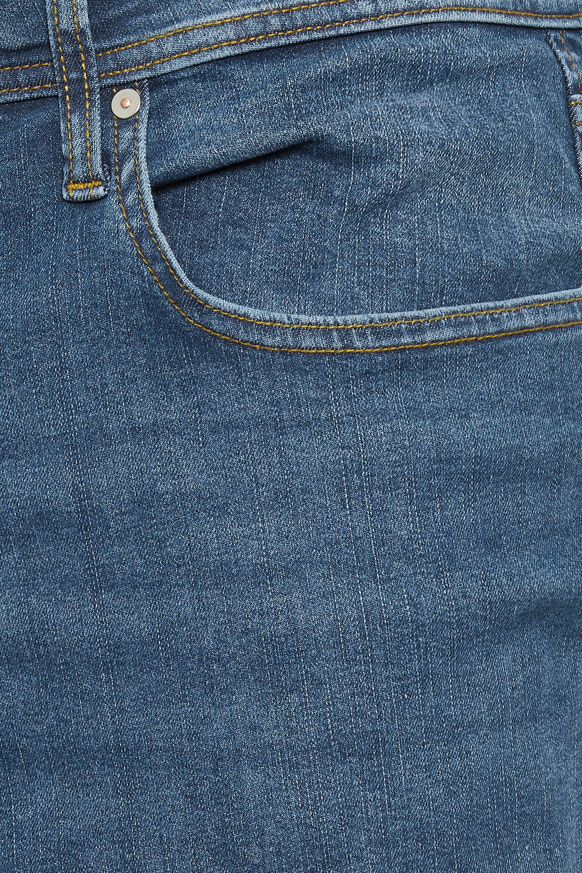 JACK & JONES Big & Tall Blue Mid Wash Mike Jeans| BadRhino 6