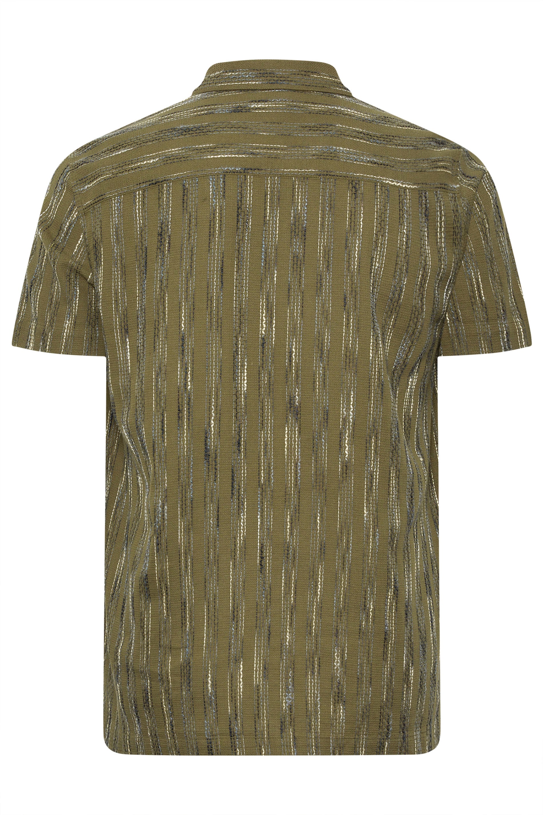 BadRhino Big & Tall Khaki Green Knitted Detail Revere Shirt | BadRhino 6