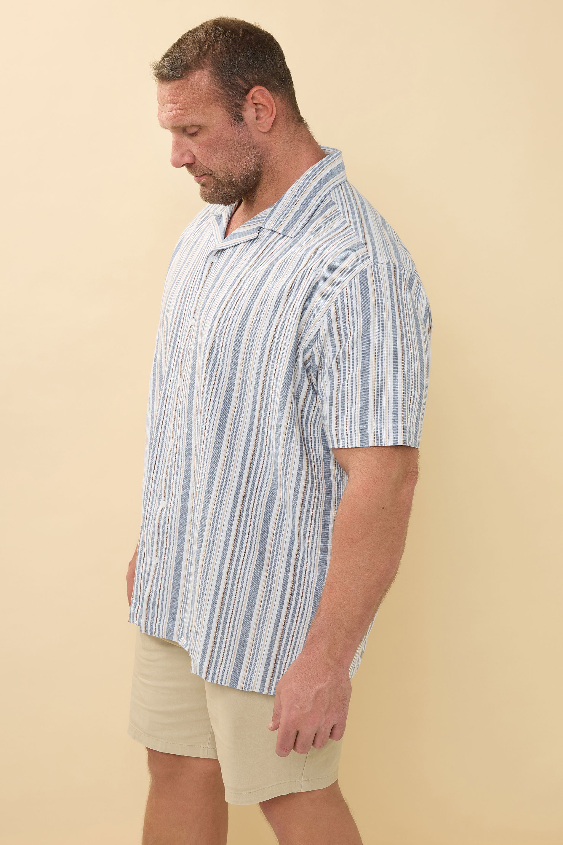 BadRhino Big & Tall White & Blue Stripe Shirt | BadRhino 5