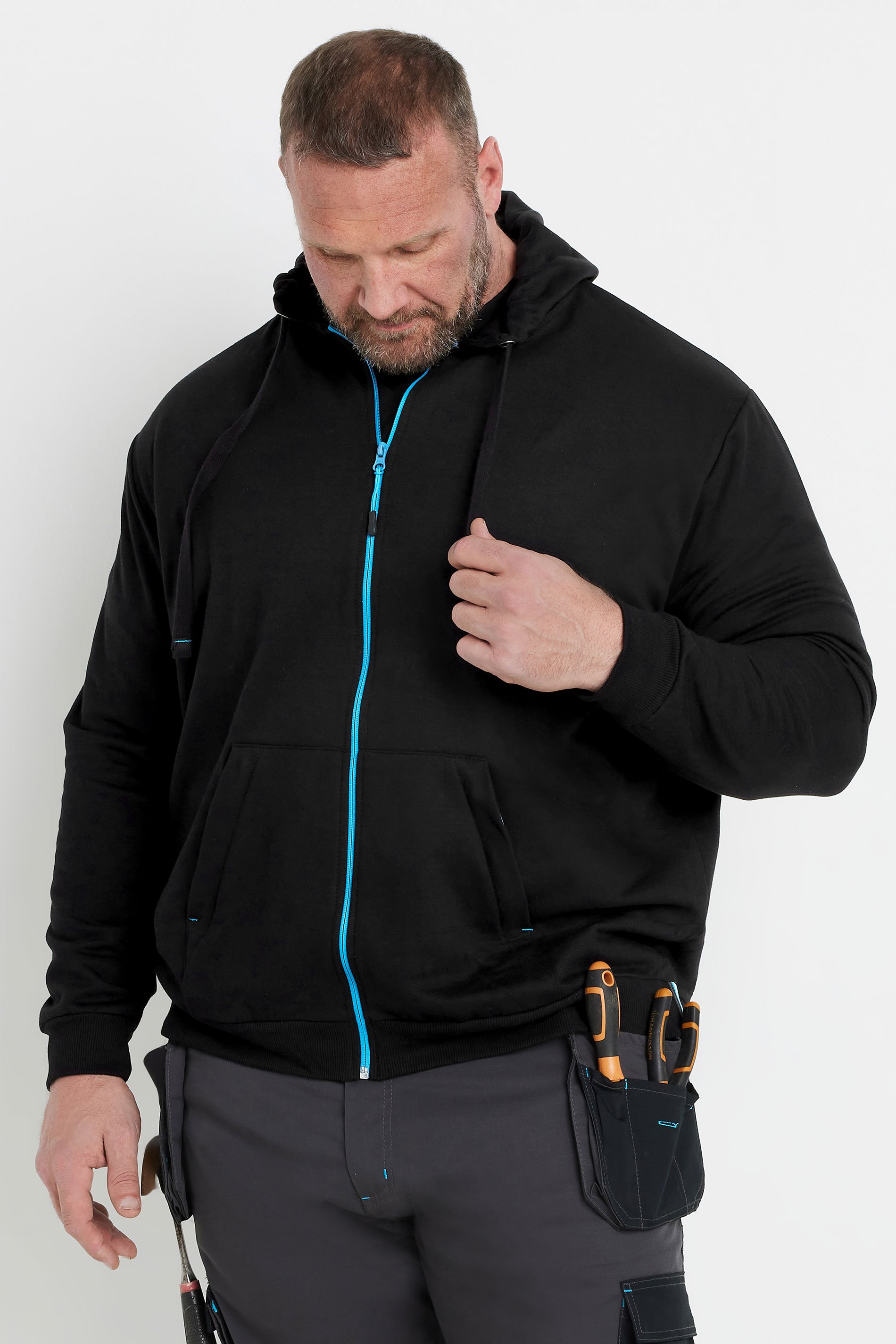 BadRhino Big & Tall Black Workwear Zip Through Hoodie | BadRhino 3