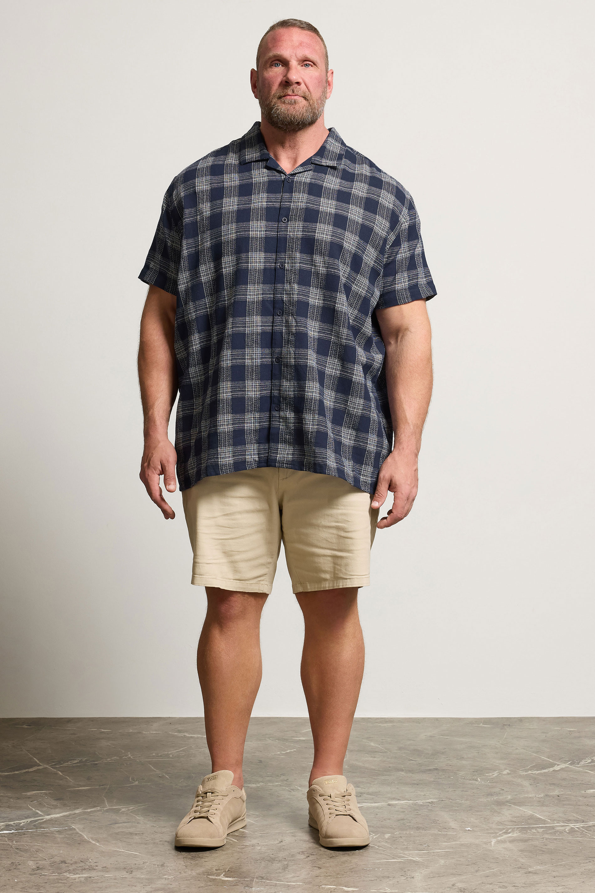 BadRhino Big & Tall Navy Blue Textured Check Print Shirt | BadRhino 3