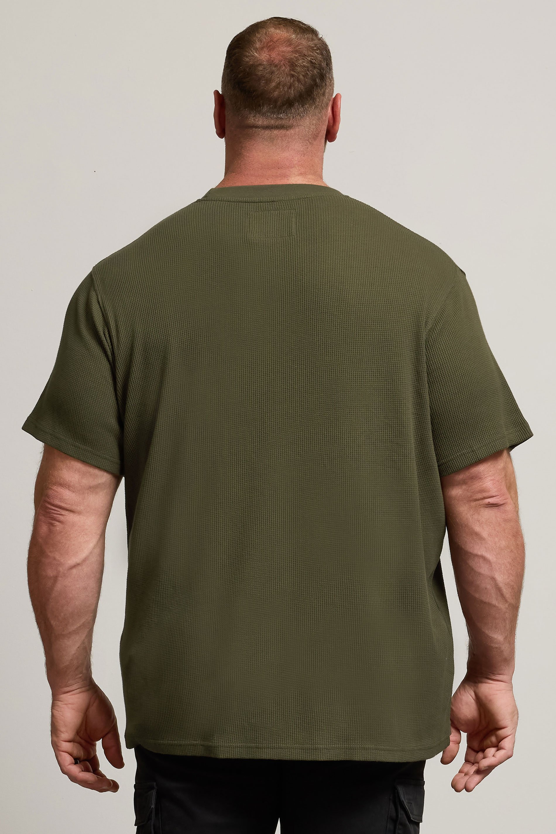 BadRhino Big & Tall Khaki Green Military Waffle Texture T-Shirt | BadRhino 5