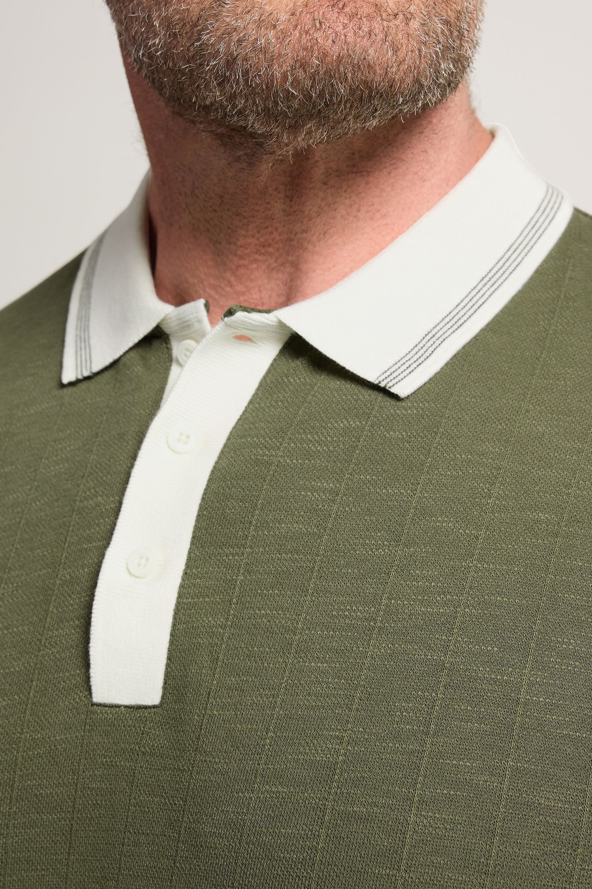 BadRhino Big & Tall Khaki Green Mini Check Polo Shirt BadRhino 4