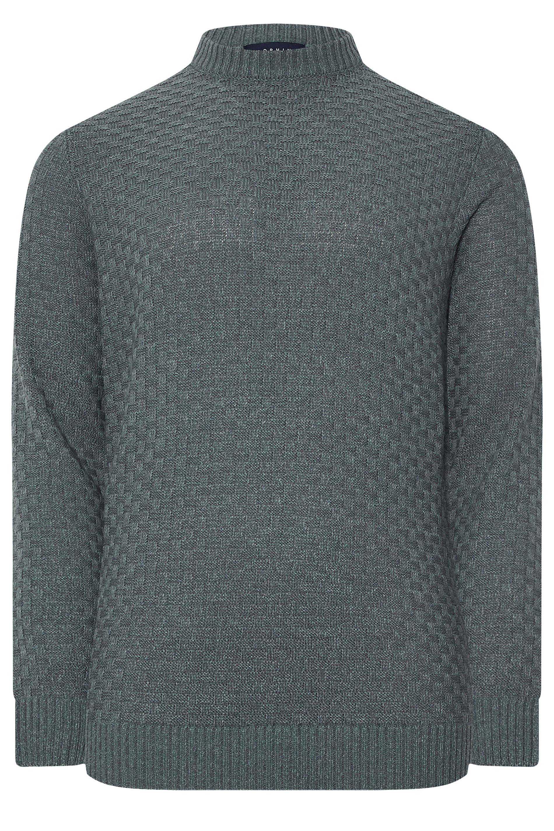 BadRhino Big & Tall Storm Blue Textured Crew Neck Knitted Jumper | BadRhino 5