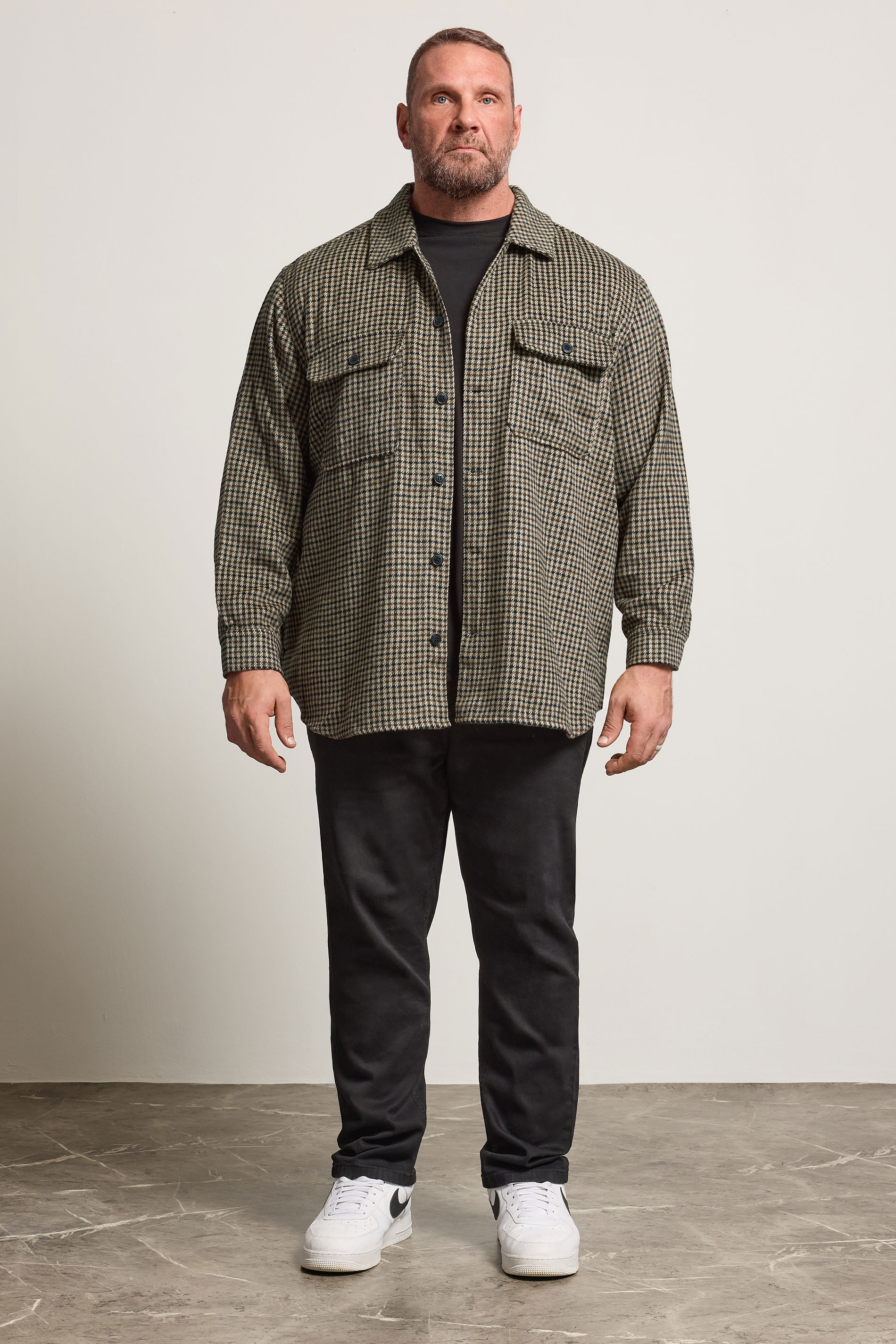 JACK & JONES Big & Tall Black Check Long Sleeve Overshirt | BadRhino 2