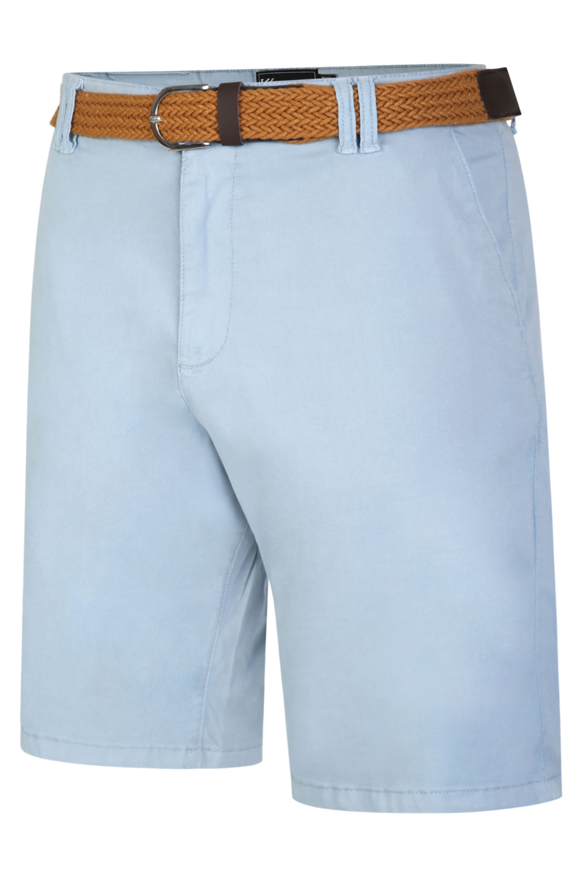 KAM Big & Tall Blue Belted Oxford Shorts | BadRhino 3