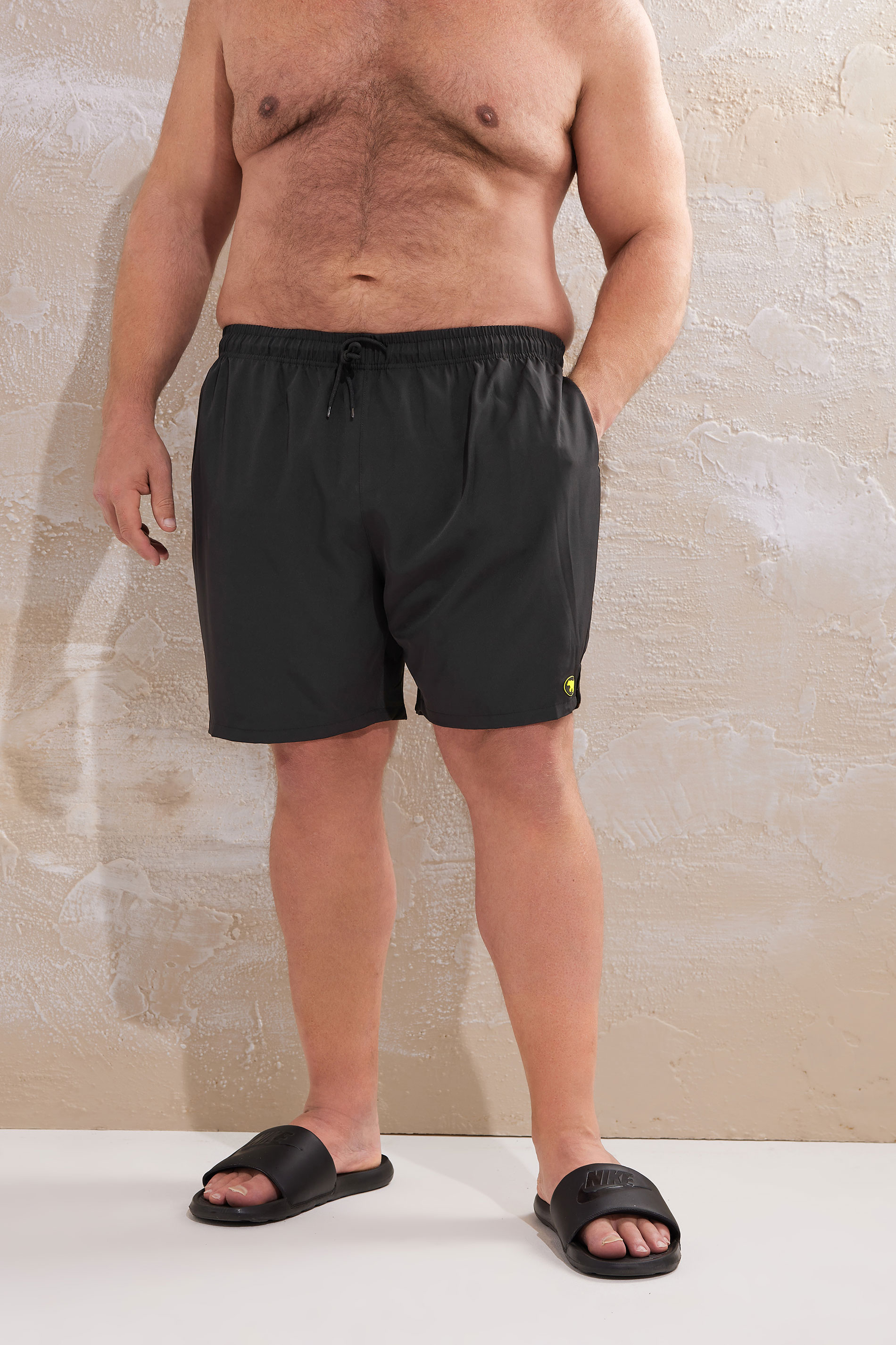 D555 Black Drawstring Swim Shorts | BadRhino 1