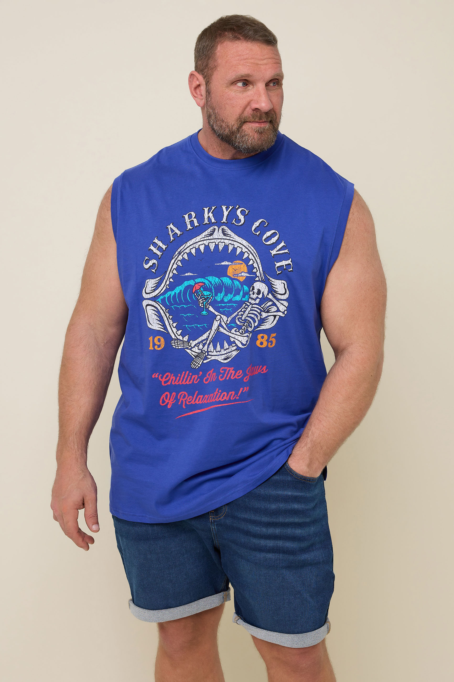KAM Big & Tall Blue 'Sharky's Cove' Vest | BadRhino 1