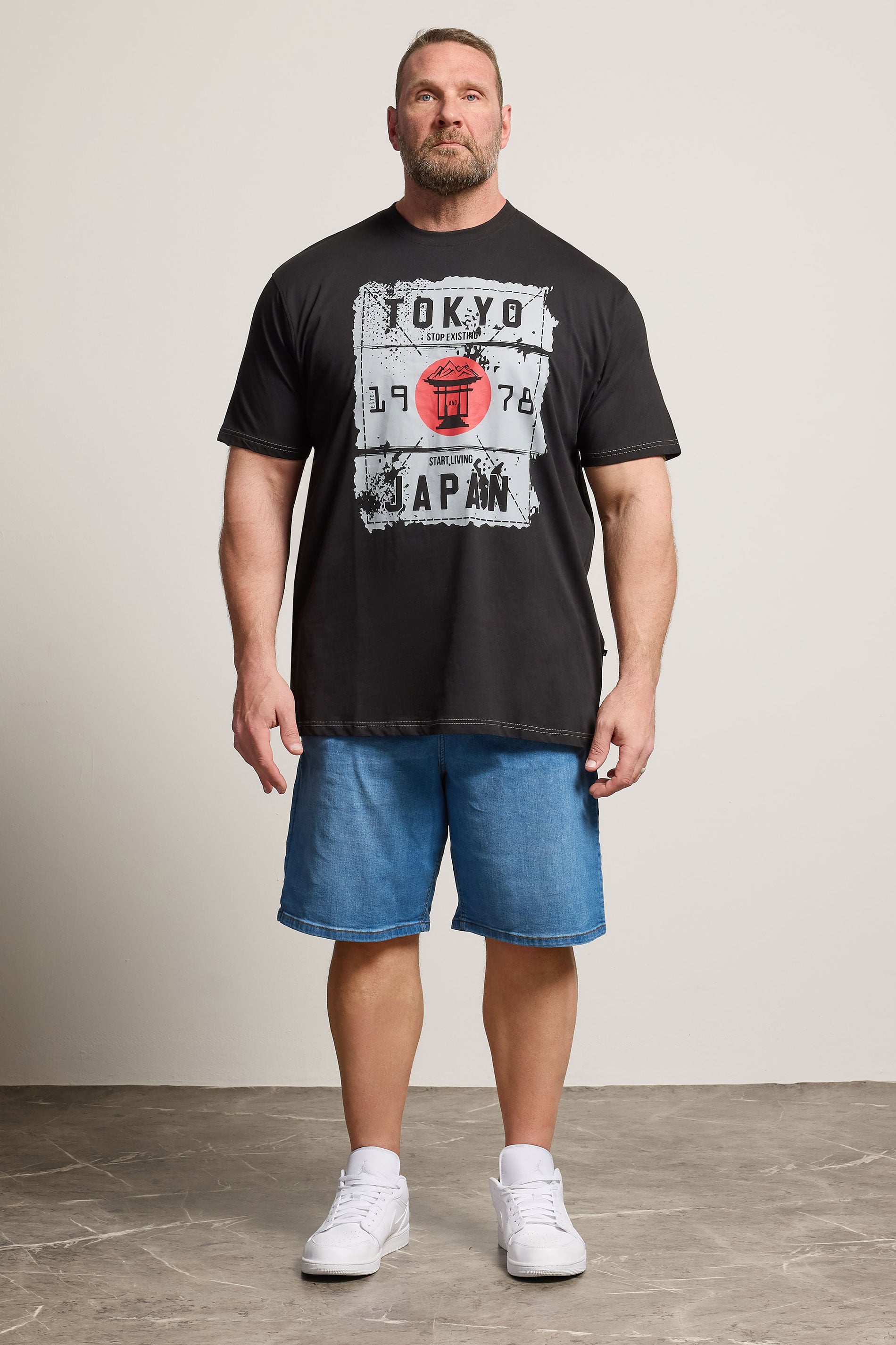 KAM Big & Tall Black Tokyo Print T-Shirt | BadRhino 1