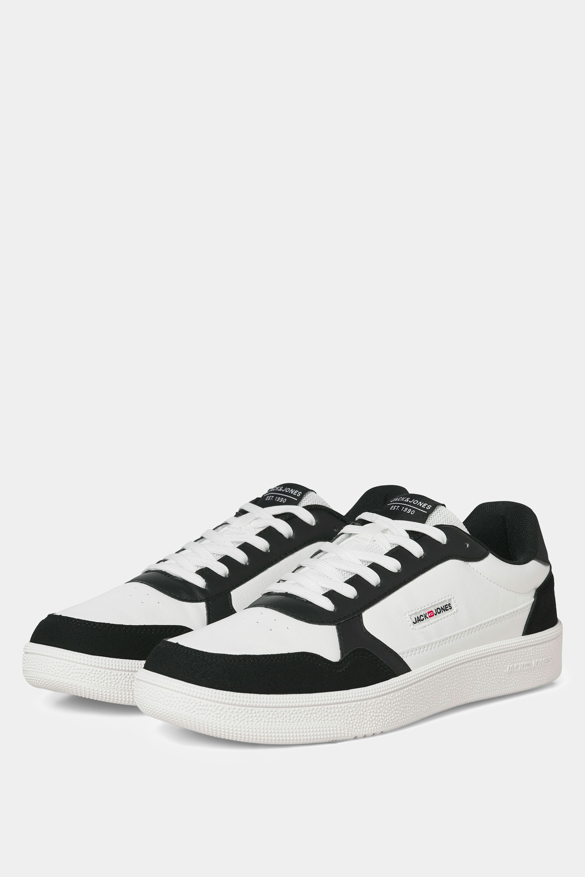 JACK & JONES White & Black Lace Up Trainers | BadRhino 2