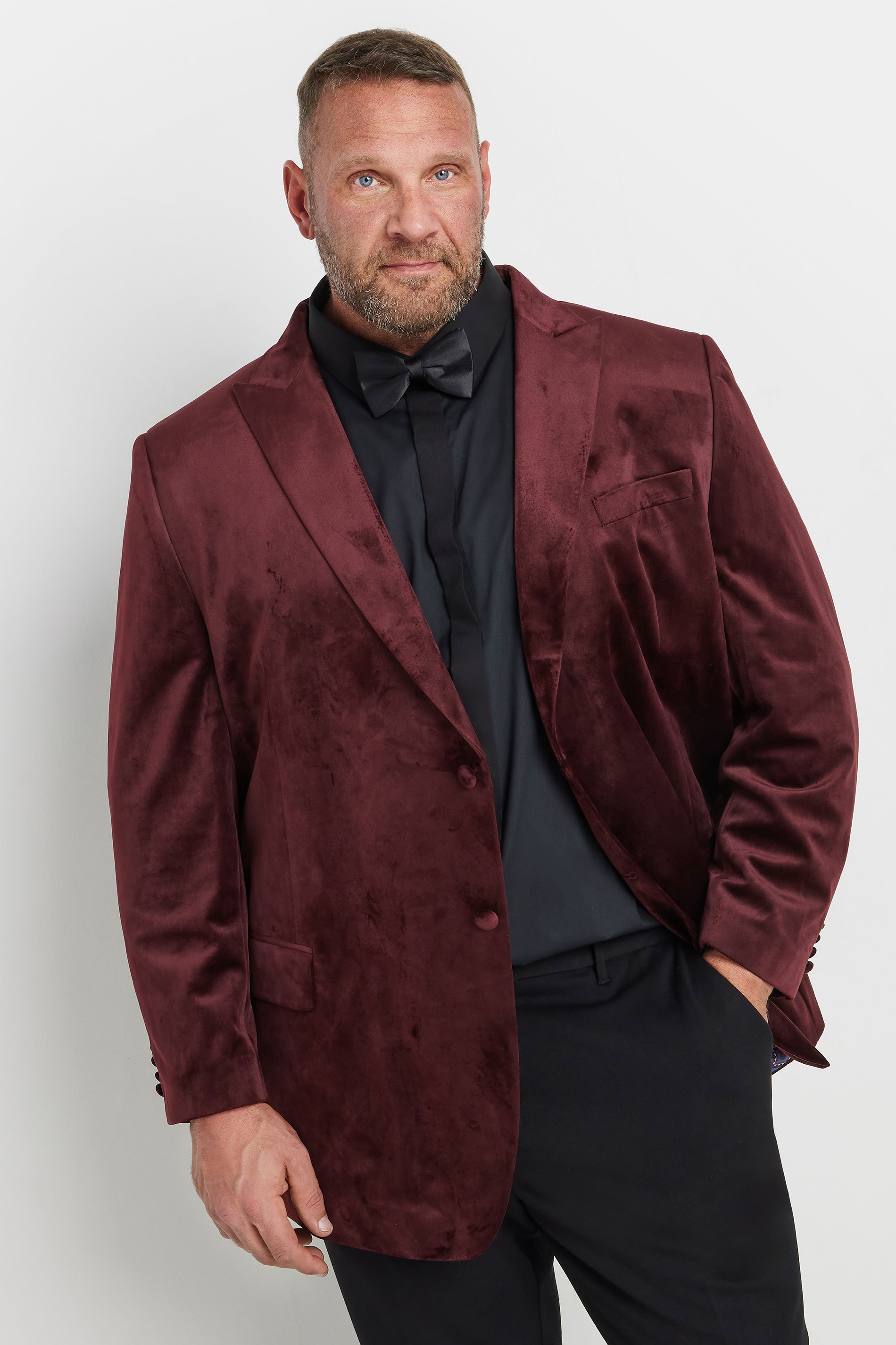 BadRhino Big & Tall Burgundy Red Tailored Velvet Blazer | BadRhino 2