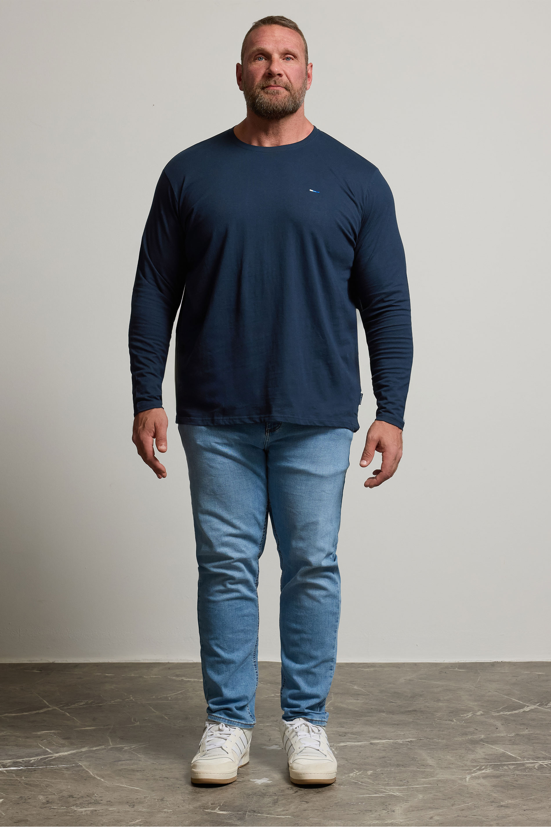 BadRhino Navy Blue Plain Long Sleeve T-Shirt | BadRhino 3