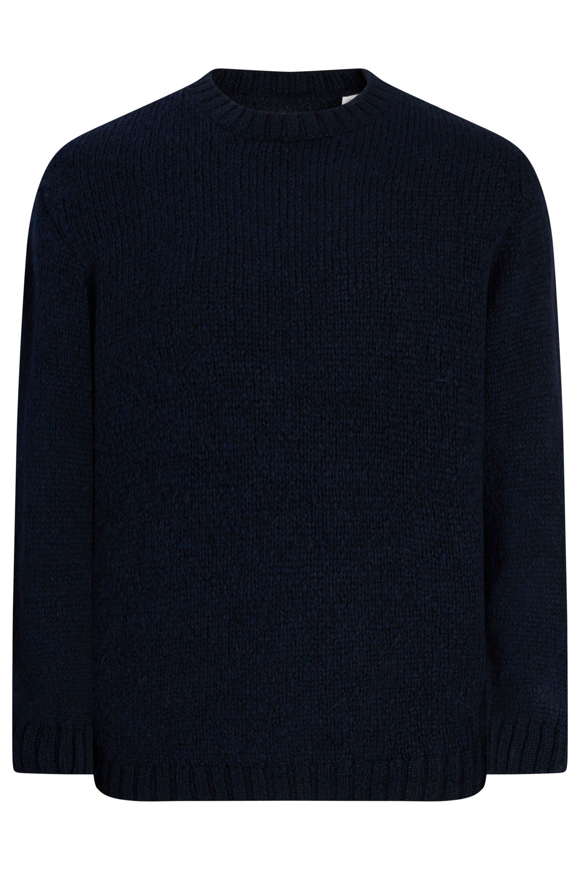 JACK & JONES Big & Tall Sky Captain Blue Crew Neck Knit Jumper | BadRhino 1