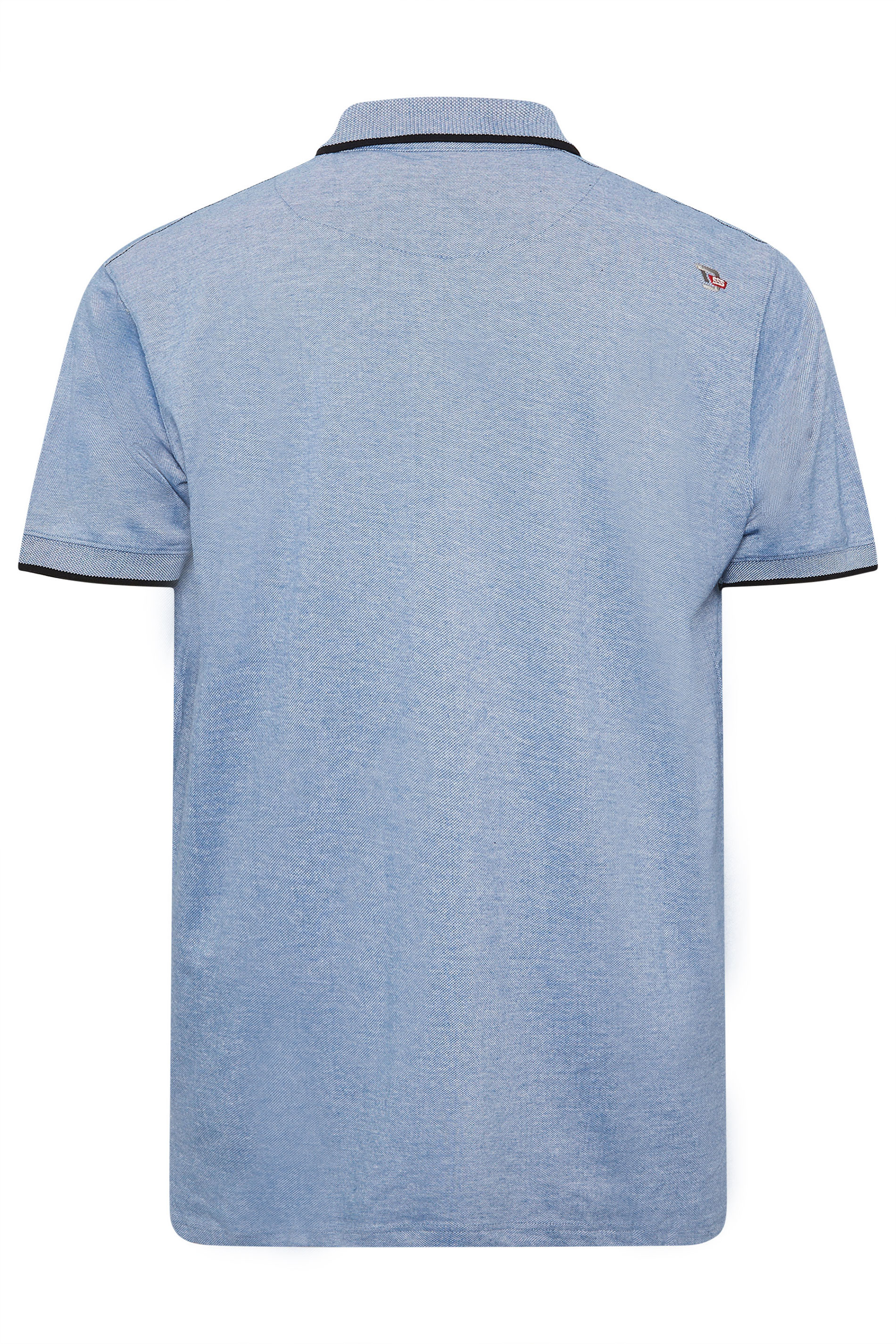 D555 Big & Tall Blue Pique Jacquard Polo Shirt | BadRhino 4