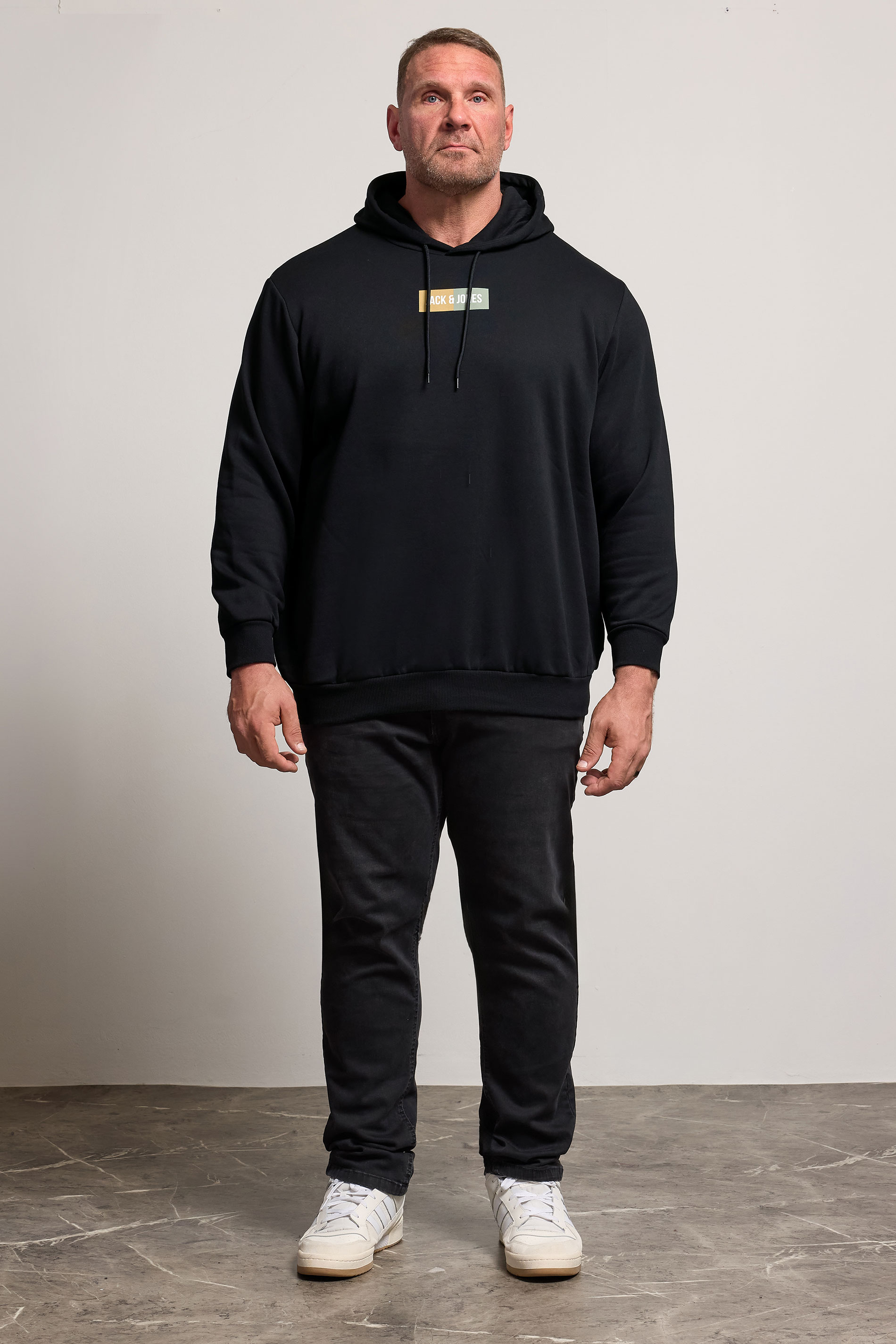 JACK & JONES Big & Tall Black Pan Logo Hoodie | BadRhino 2