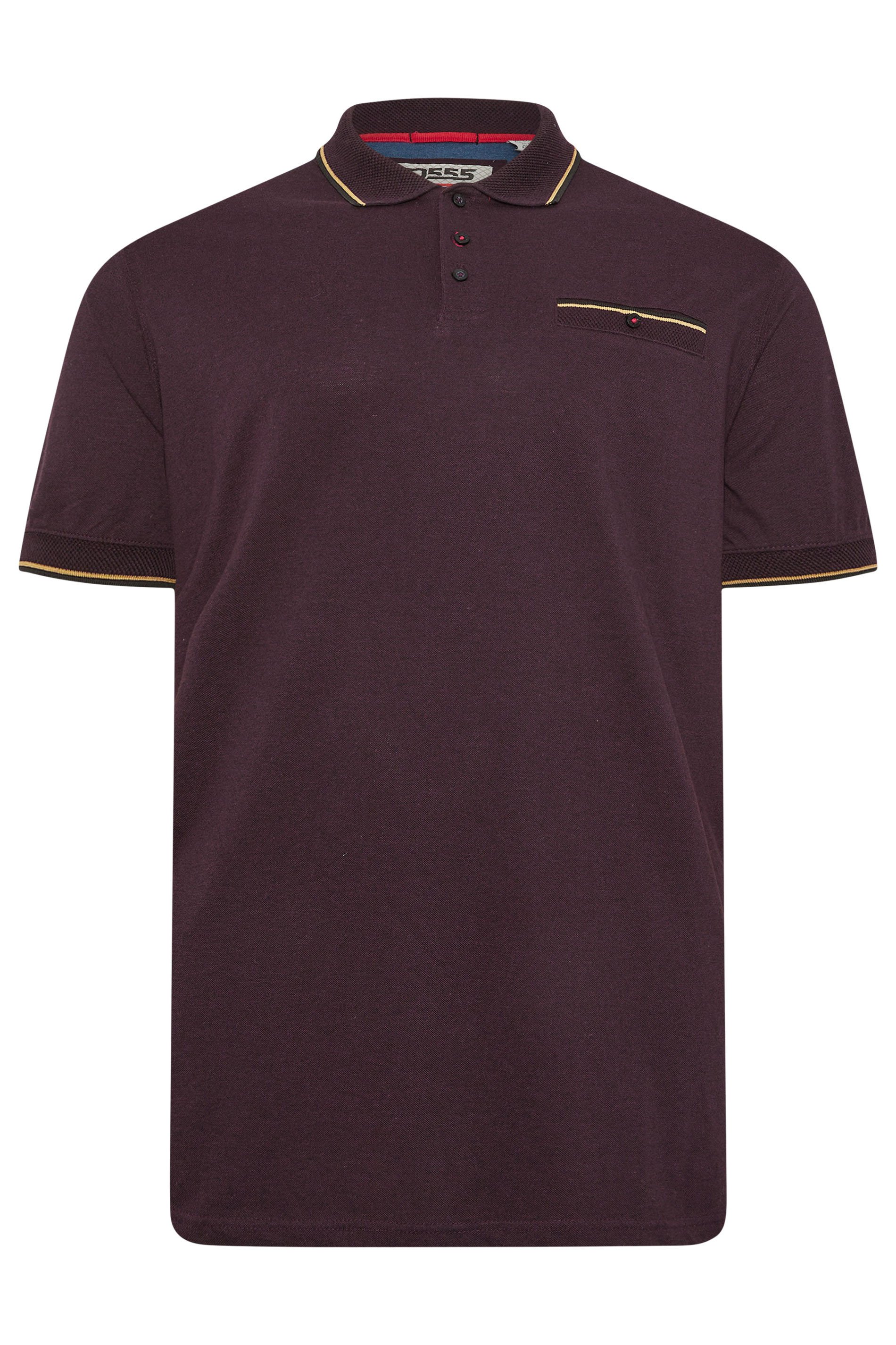 D555 Big & Tall Burgundy Red Jacquard Pique Polo Shirt | BadRhino 4