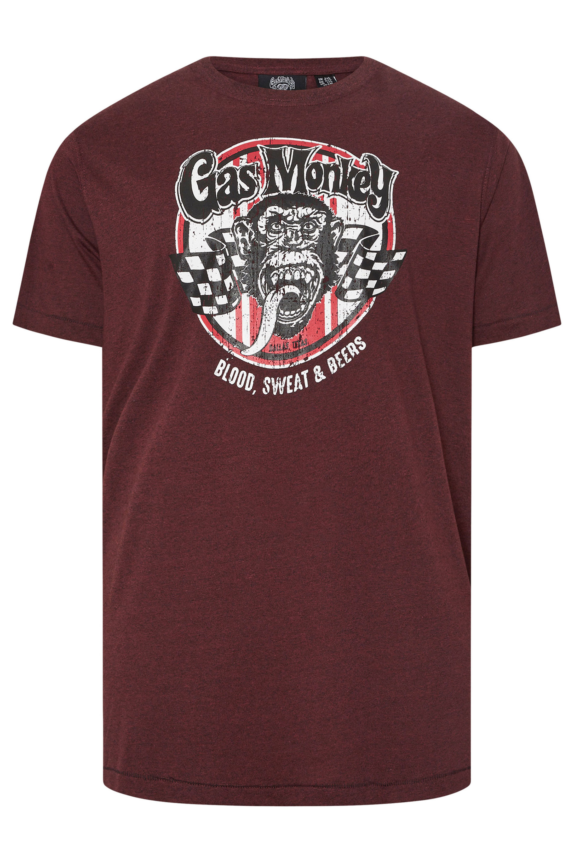 D555 Big & Tall Burgundy Red Gas Monkey T-Shirt | BadRhino 3