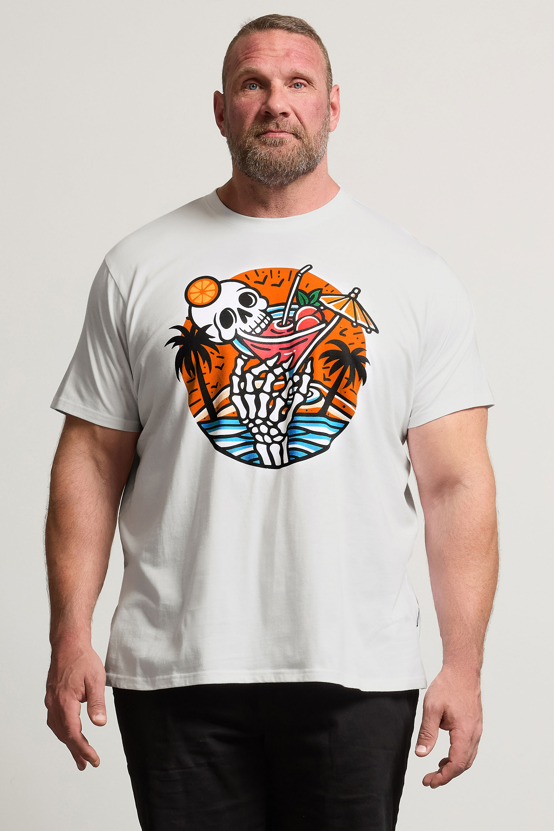 BadRhino Big & Tall White Skull Cocktail Graphic T-Shirt | BadRhino 1