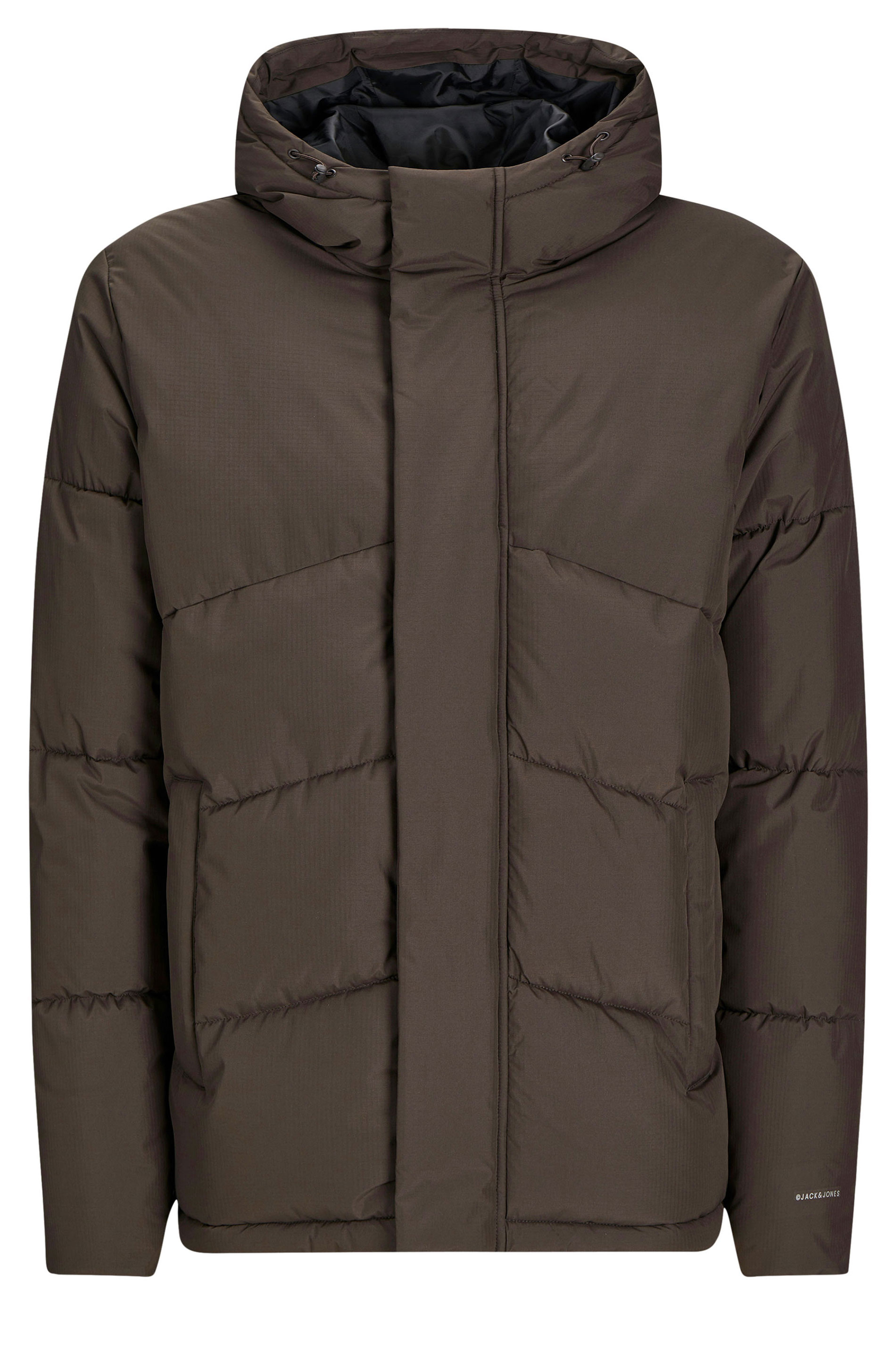 JACK & JONES Big & Tall Dark Brown Hooded Puffer Jacket | BadRhino 2