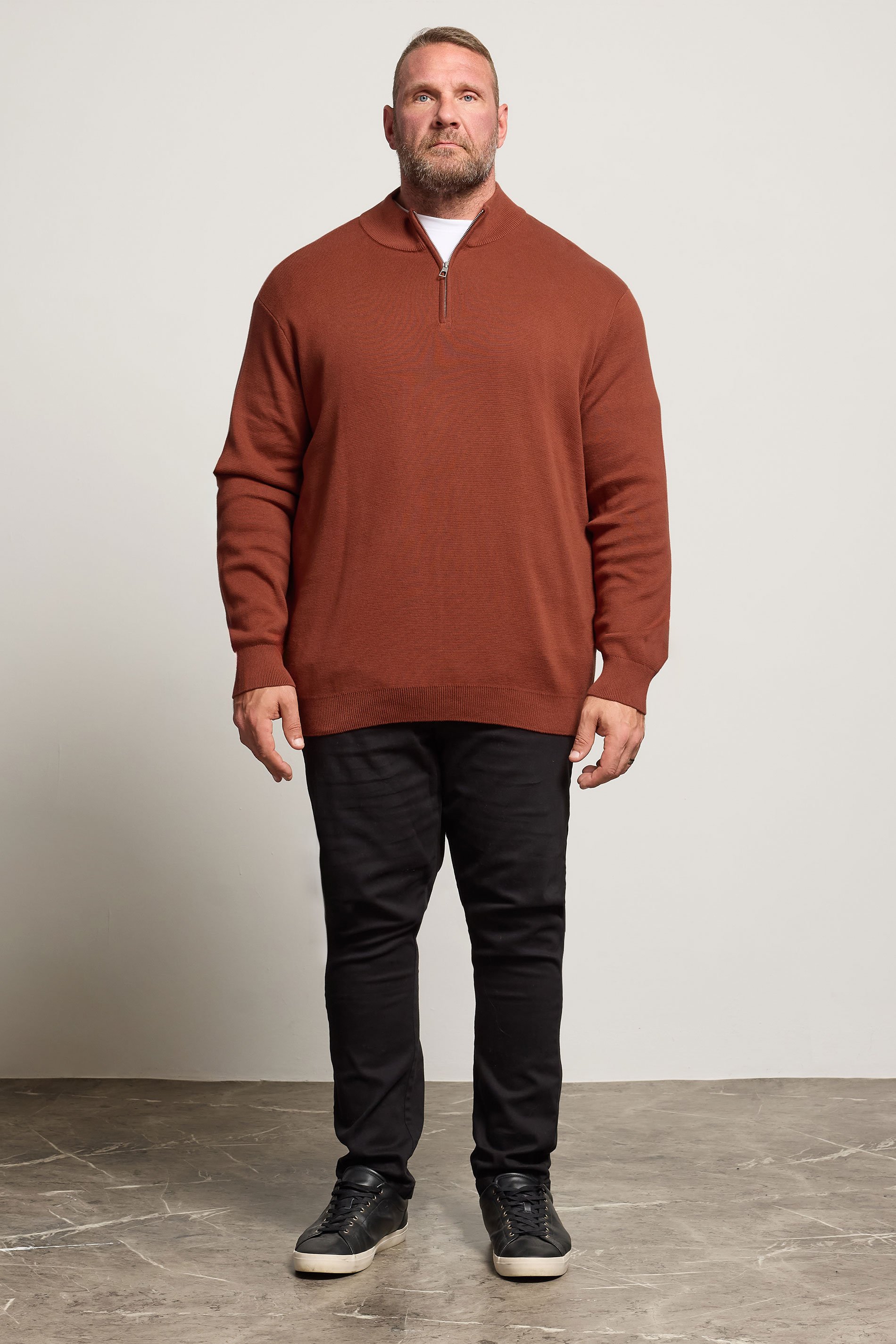 BadRhino Big & Tall Burnt Red Milano Quarter Zip Jumper | BadRhino 3