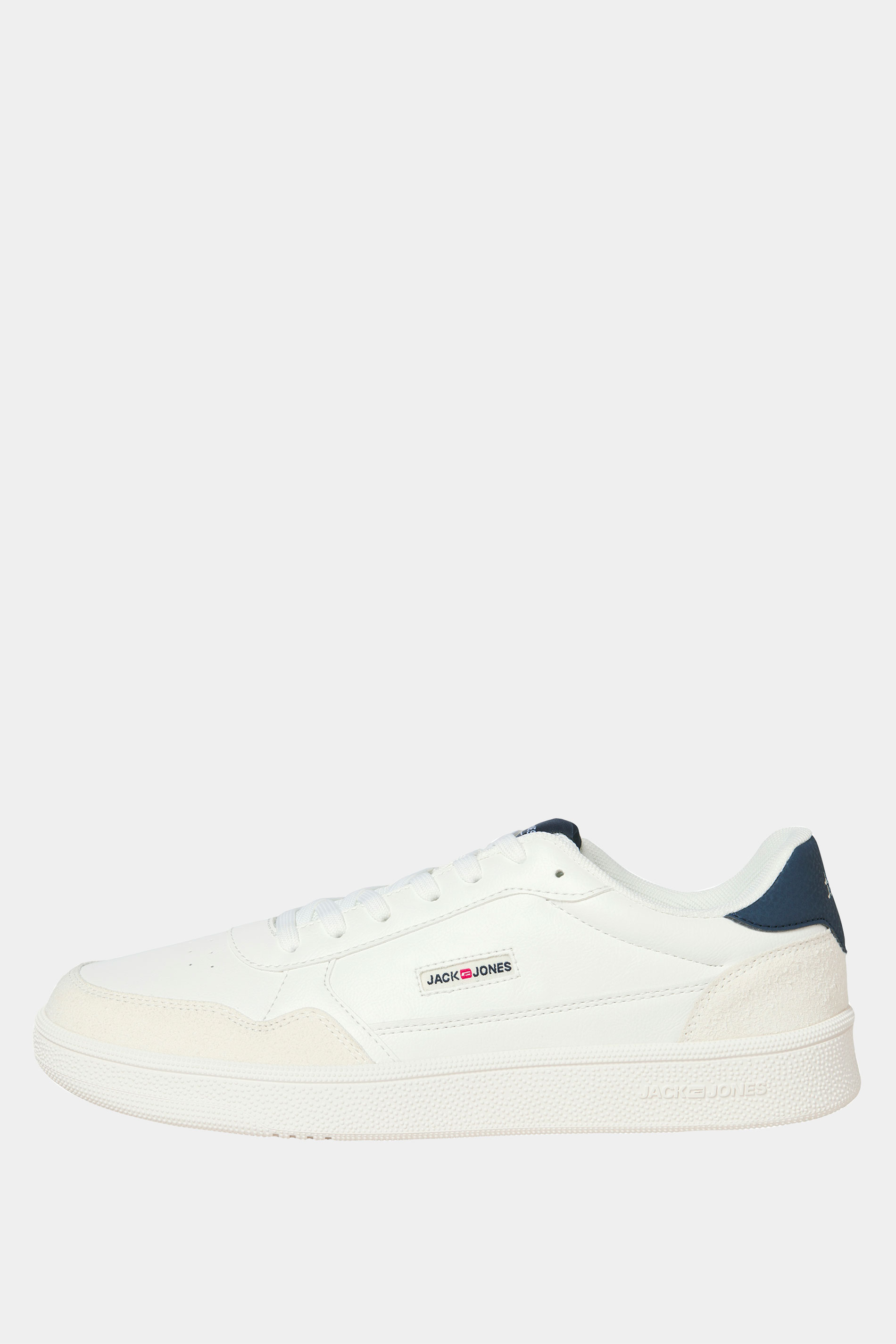 JACK & JONES White & Navy Blue Lace Up Trainers | BadRhino 3