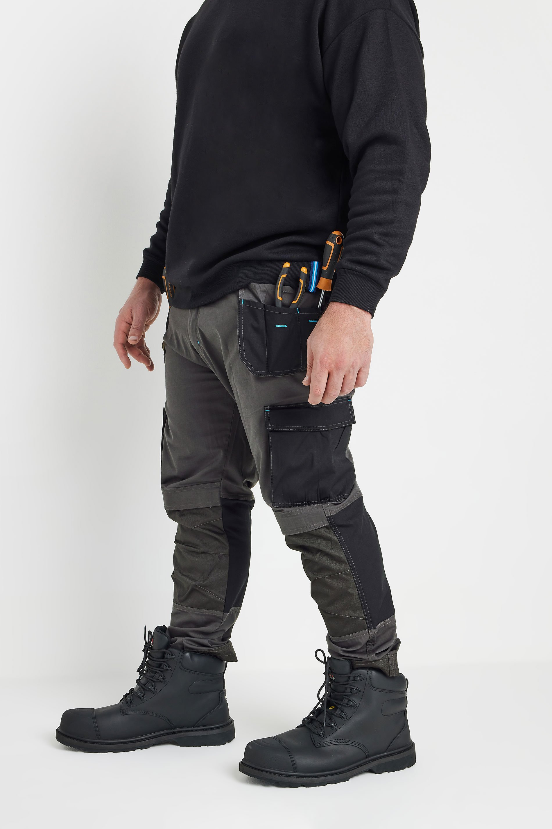 BadRhino Big & Tall Black Workwear Cargo Trousers | BadRhino 4