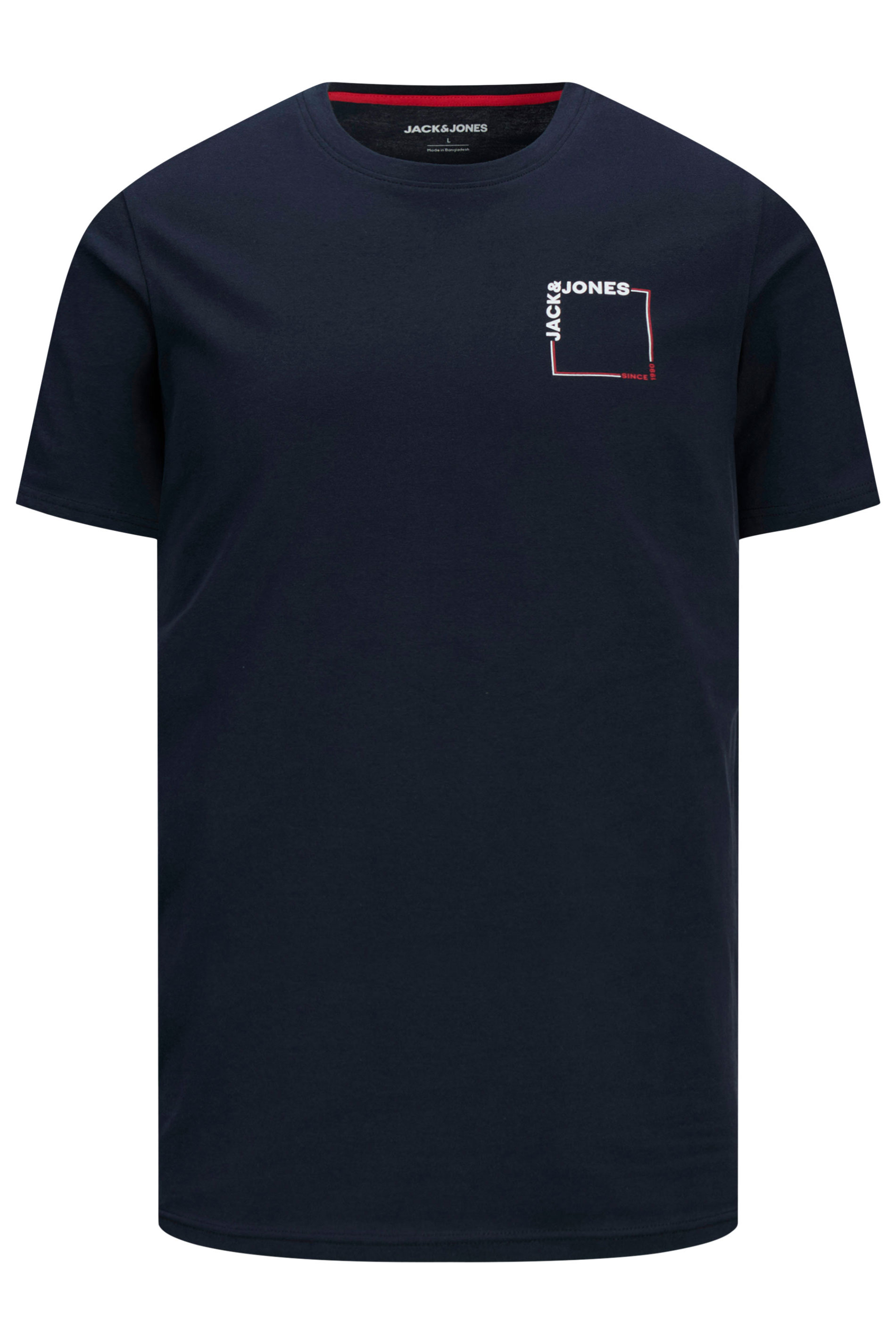 JACK & JONES Big & Tall Navy Blue 'Verner' T-Shirt | BadRhino 2