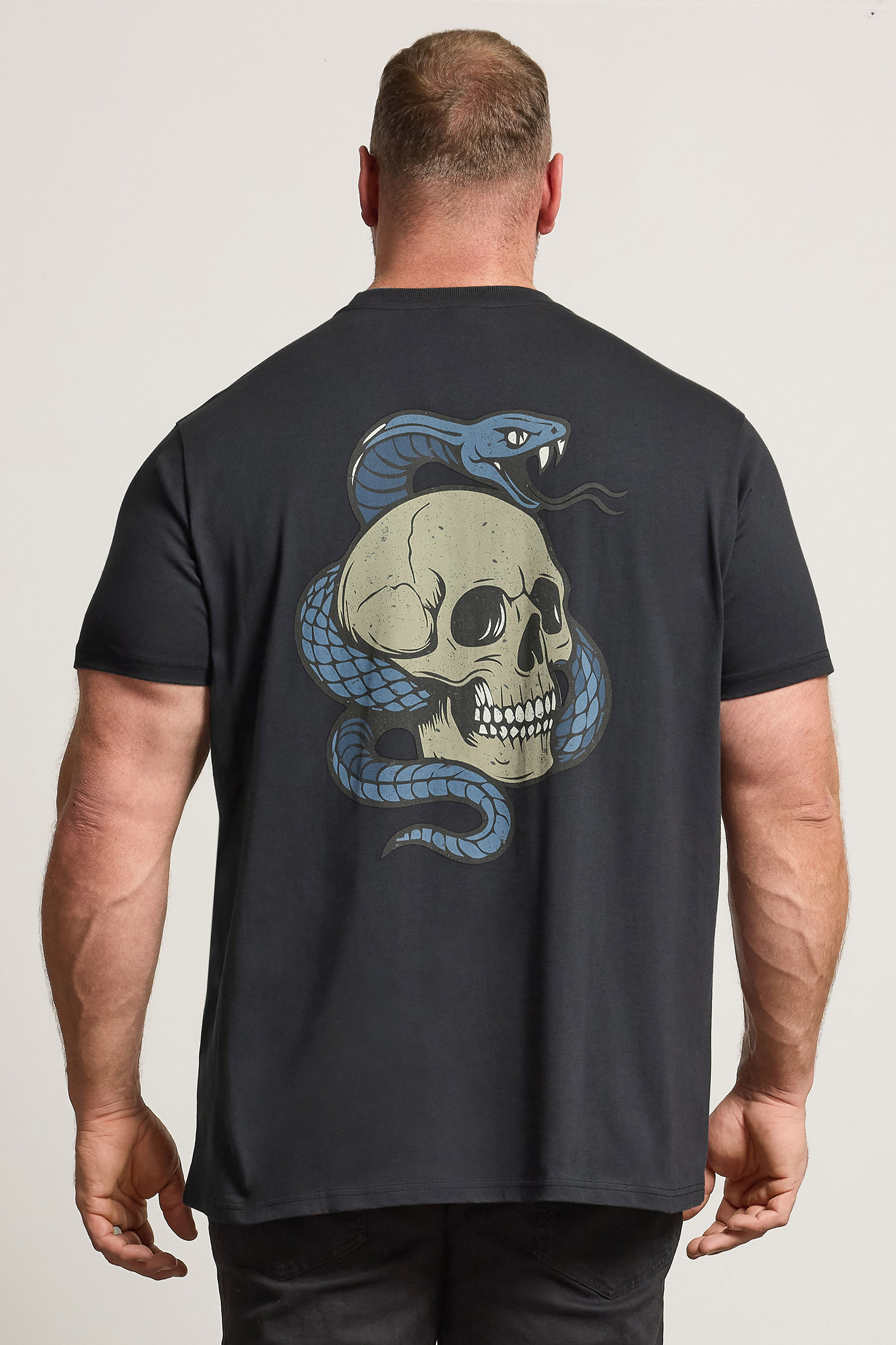 STUDIO A Big & Tall Black Snake & Skull Graphic T-Shirt | BadRhino 3