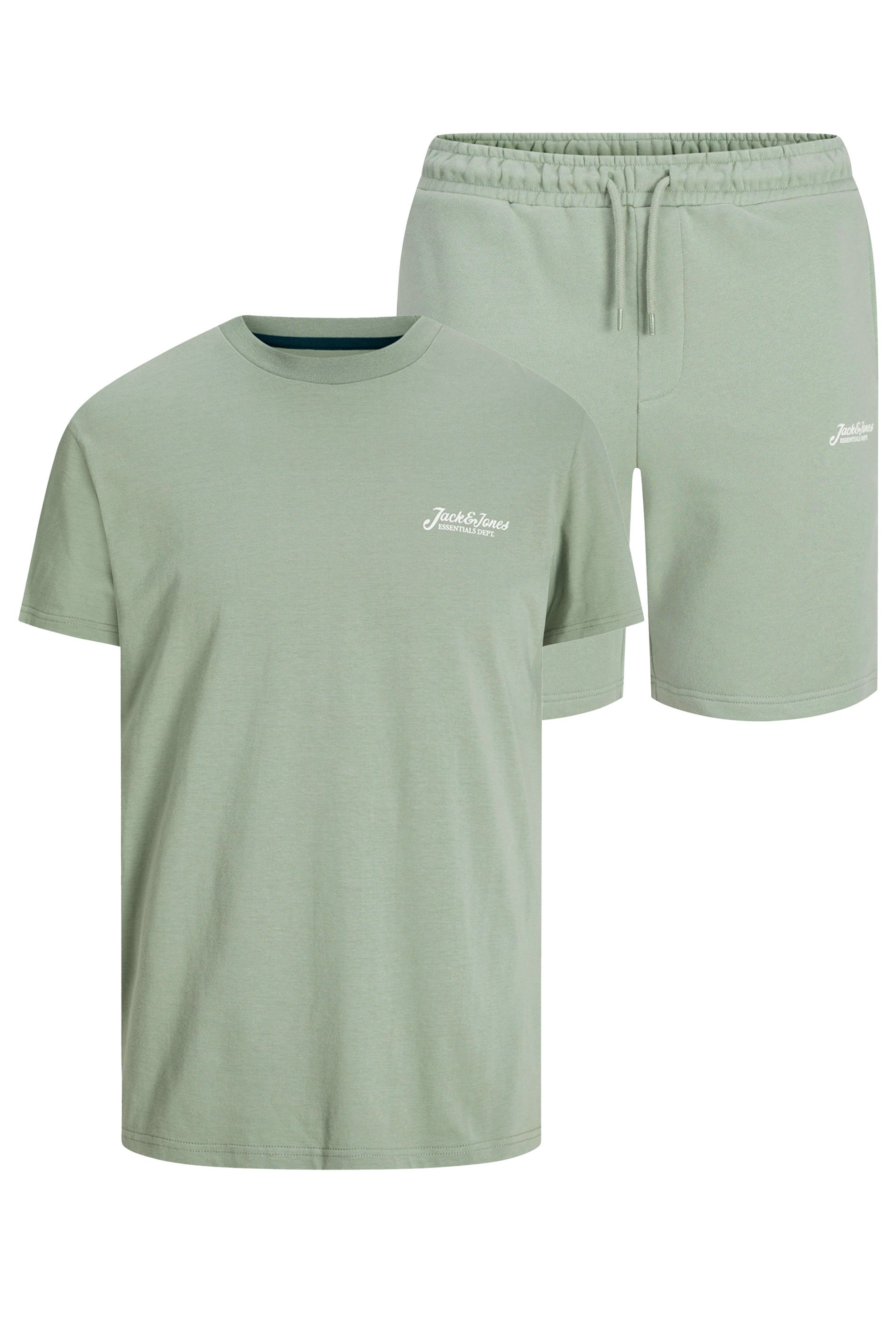 JACK & JONES Big & Tall Iceberg Green 'Beau' T-Shirt & Short Set | BadRhino 3