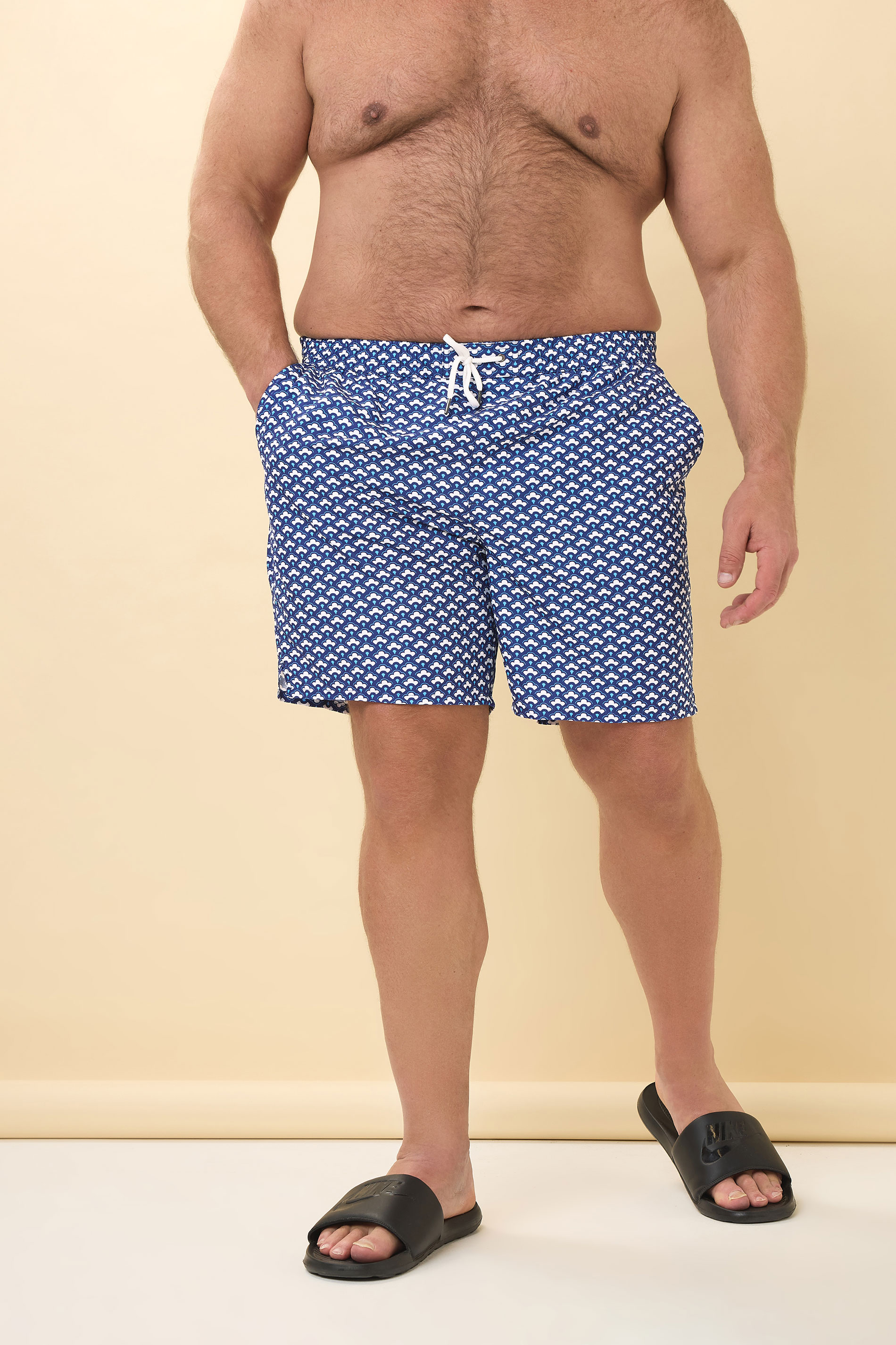BadRhino Big & Tall Blue Geometric Print Swim Shorts | BadRhino 2
