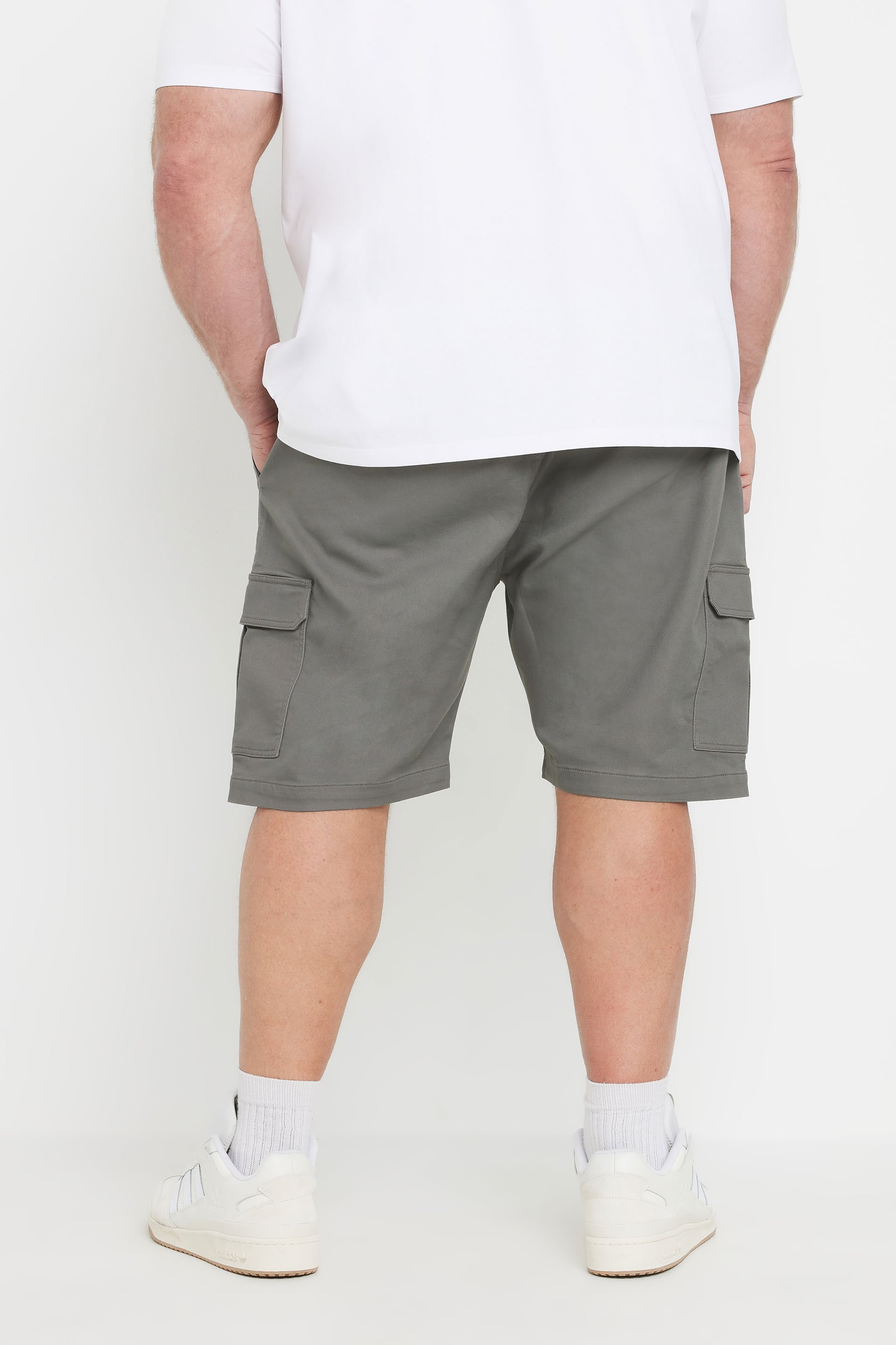 BadRhino Big & Tall Charcoal Grey Elasticated Waist Stretch Cargo Shorts | BadRhino 4