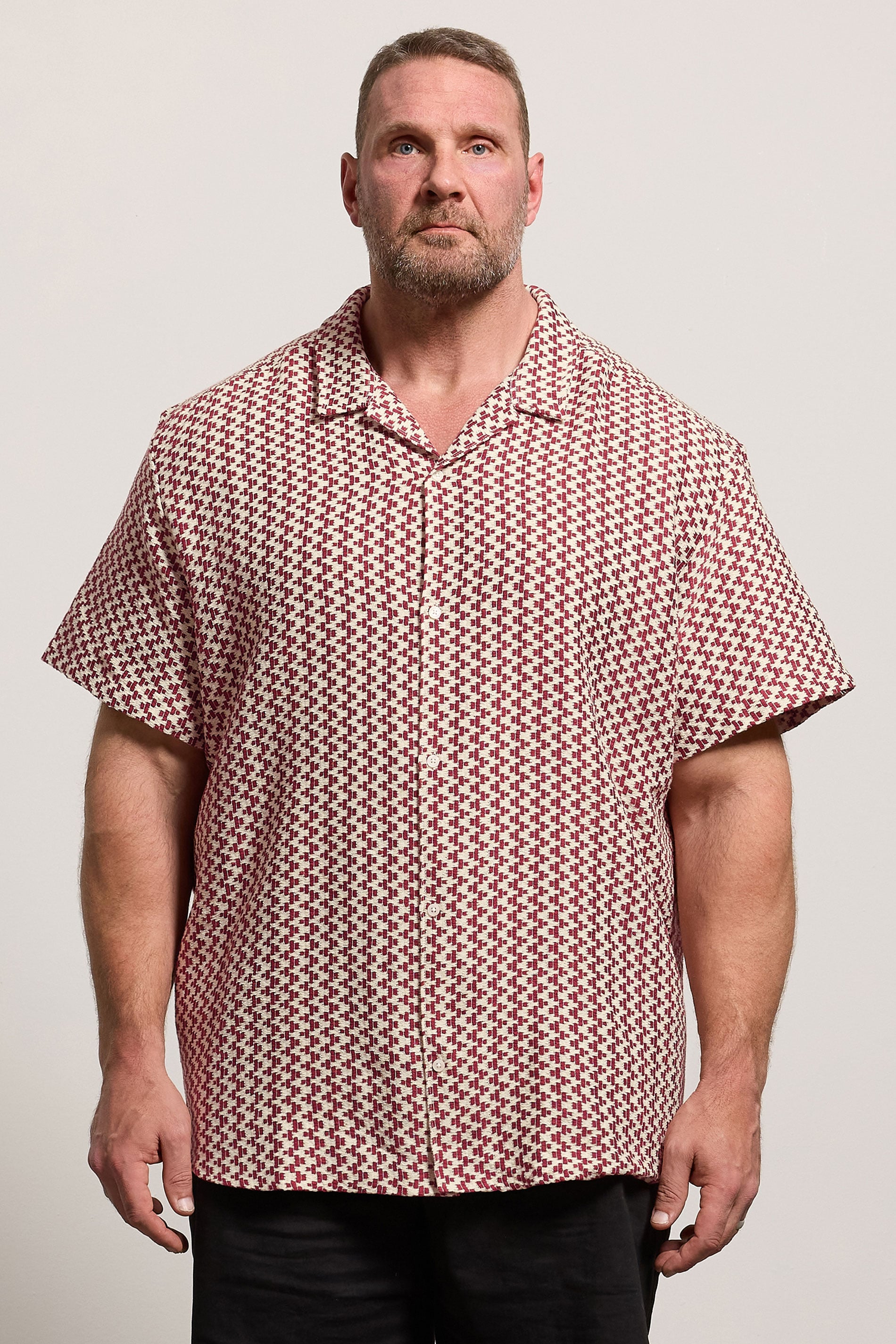 JACK & JONES Big & Tall Cabernet Red Crochet Shirt | BadRhino 3