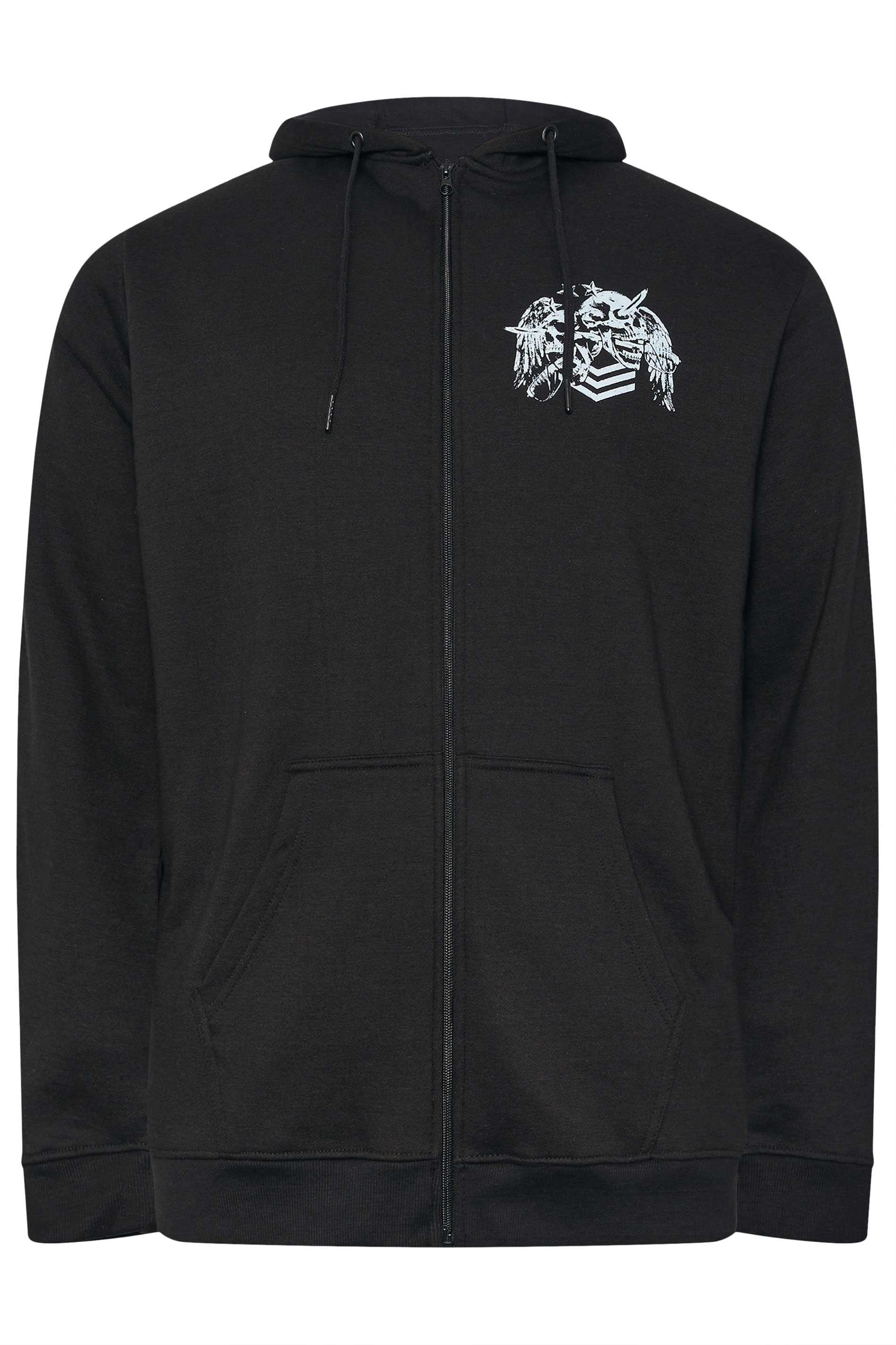 BadRhino Big & Tall Black Skull Military Zip Through Hoodie | BadRhino 5