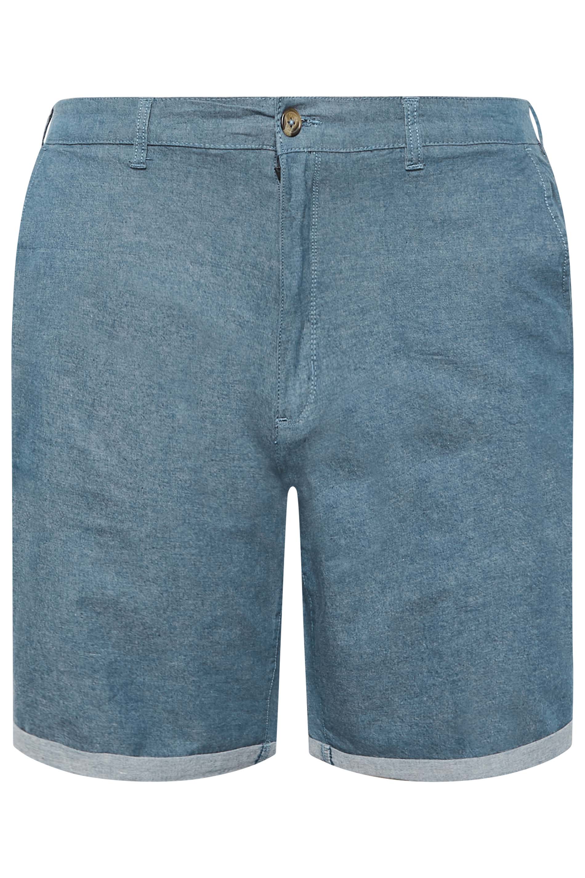 D555 Big & Tall Blue Stretch Chambray Shorts | BadRhino 4