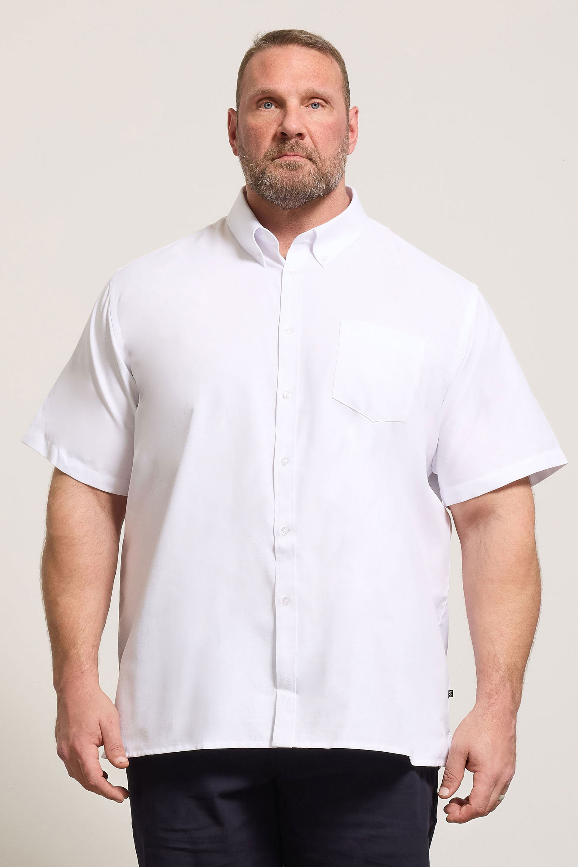 KAM White Oxford Short Sleeve Shirt | BadRhino 3