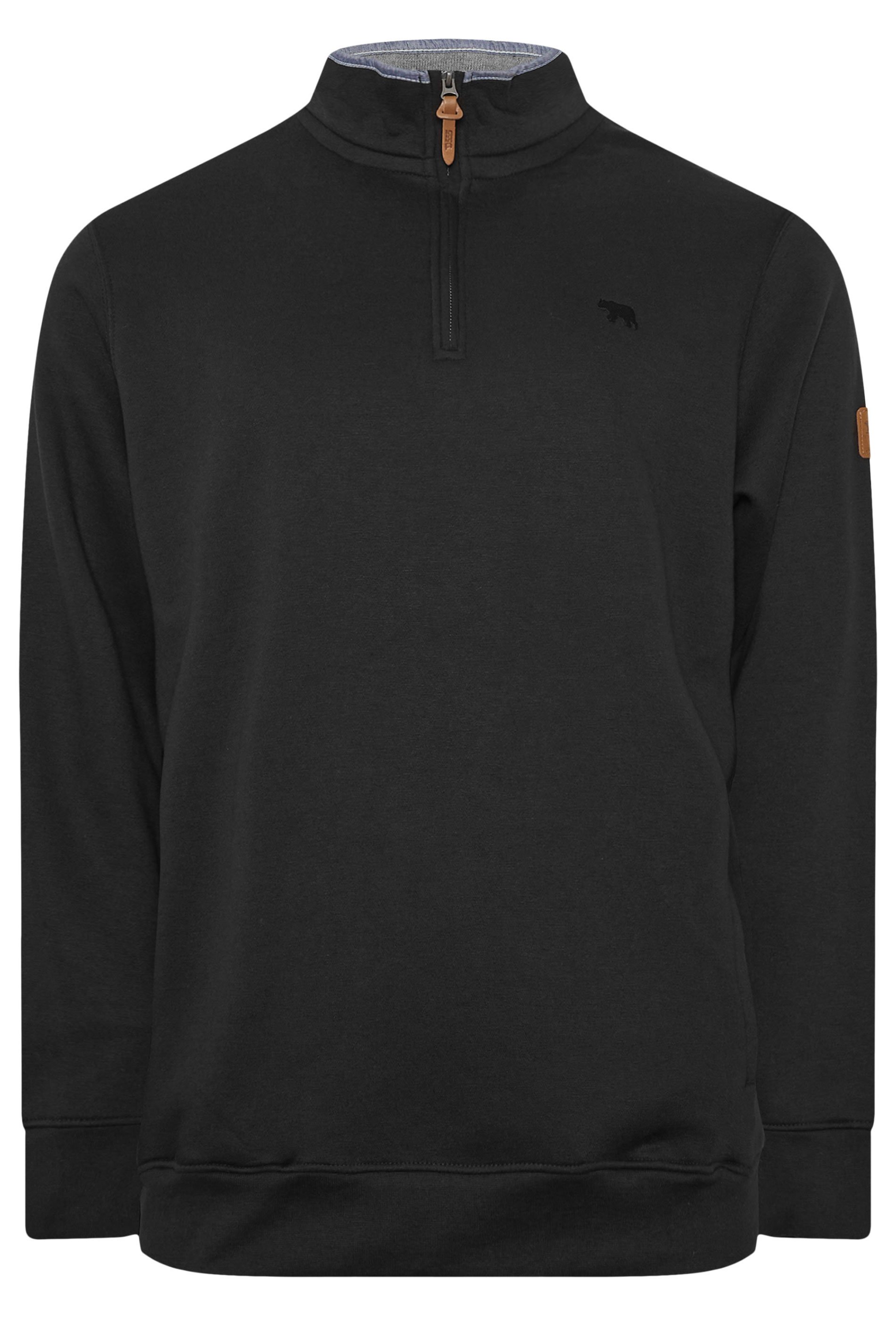 D555 Big & Tall Black Embroidery Quarter Zip Fleece | BadRhino 3