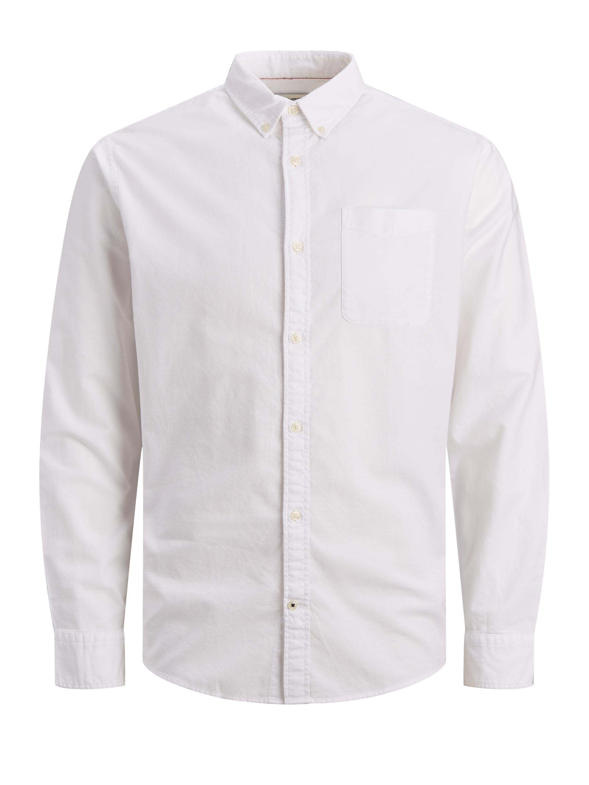 JACK & JONES Big & Tall White Oxford Shirt | BadRhino 1