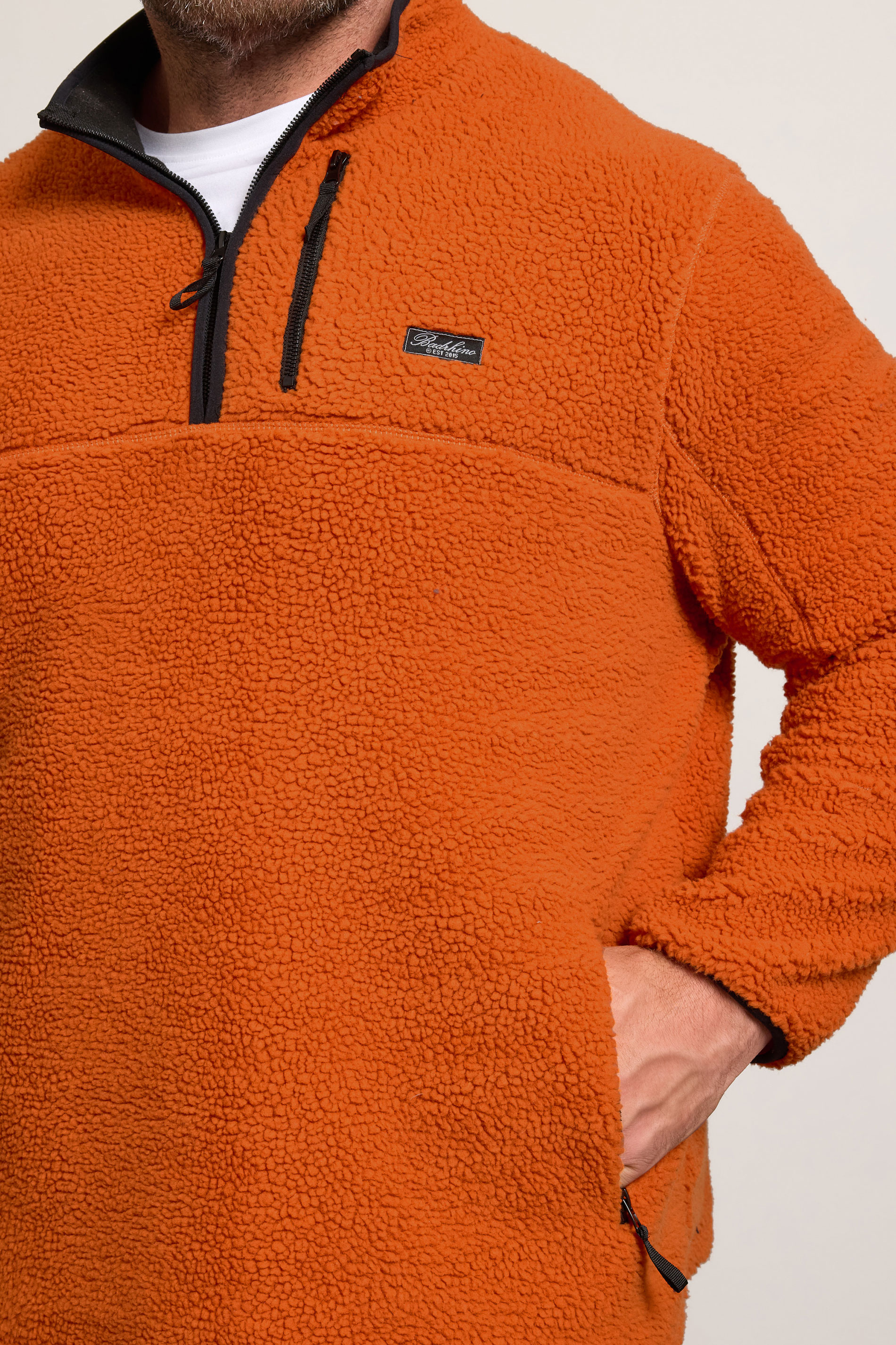 BadRhino Big & Tall Orange Sherpa Quarter Zip Fleece | BadRhino 4