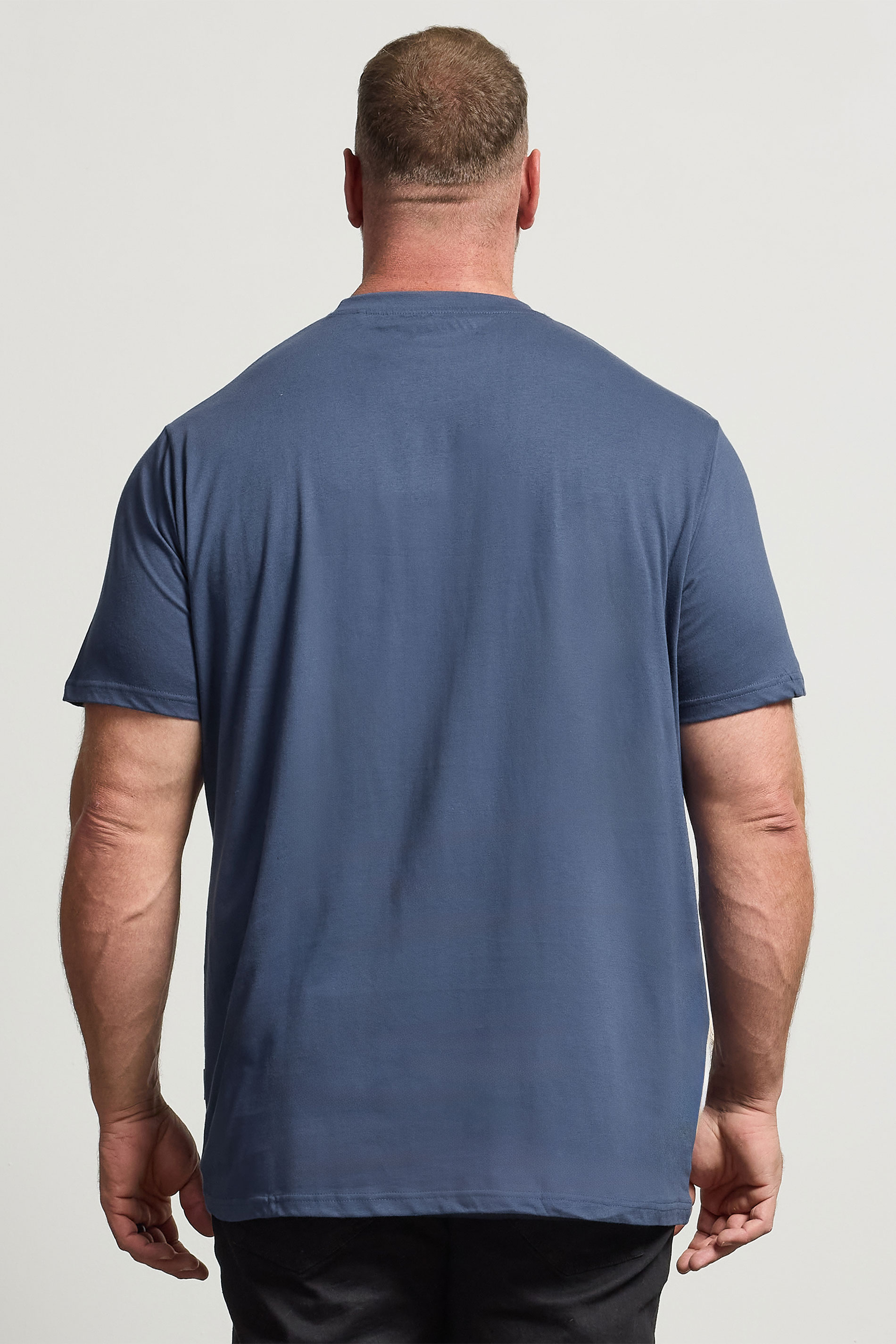 BadRhino Big & Tall Blue Plain T-Shirt | BadRhino 3