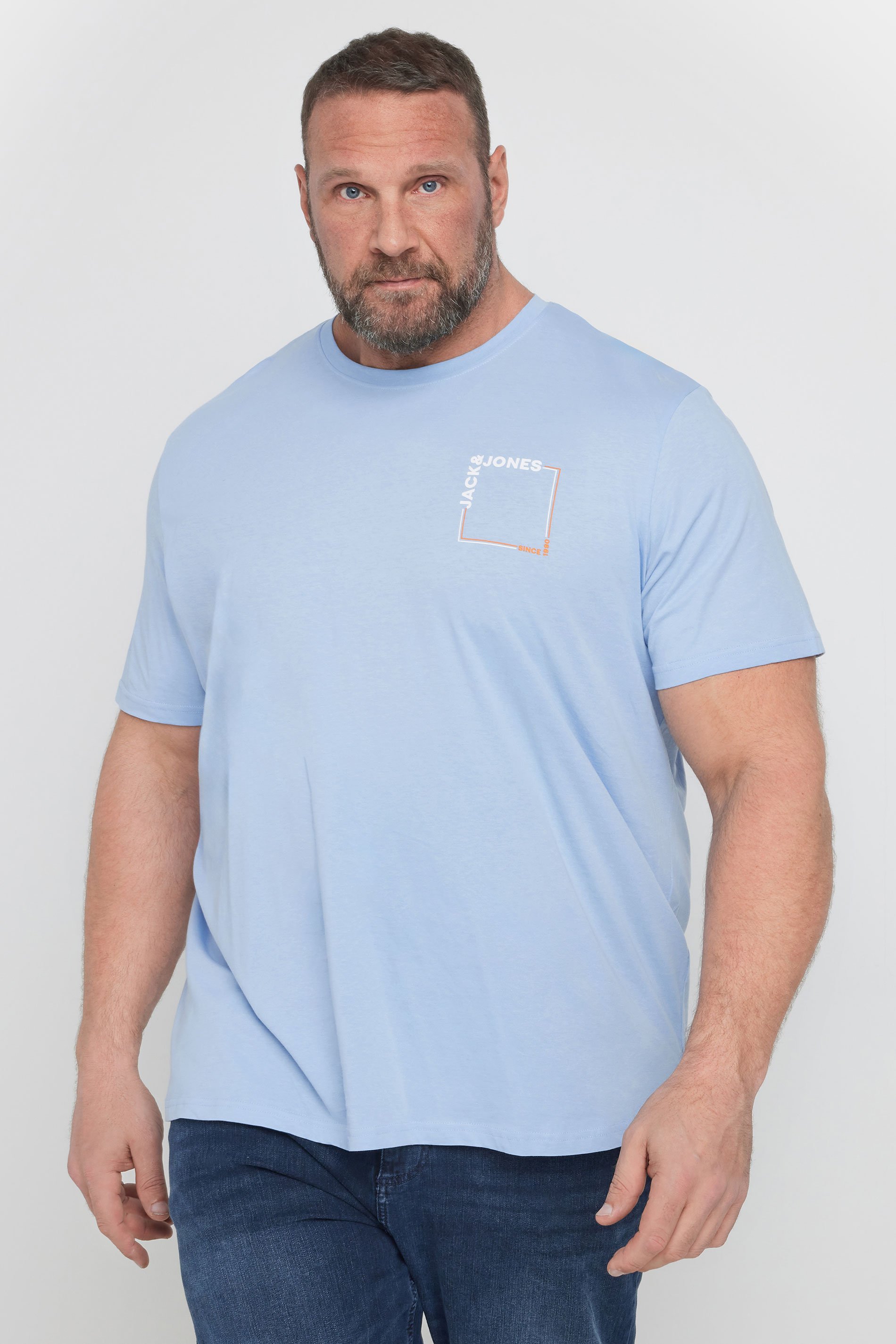 JACK & JONES Big & Tall Light Blue Verner' T-Shirt | BadRhino 1