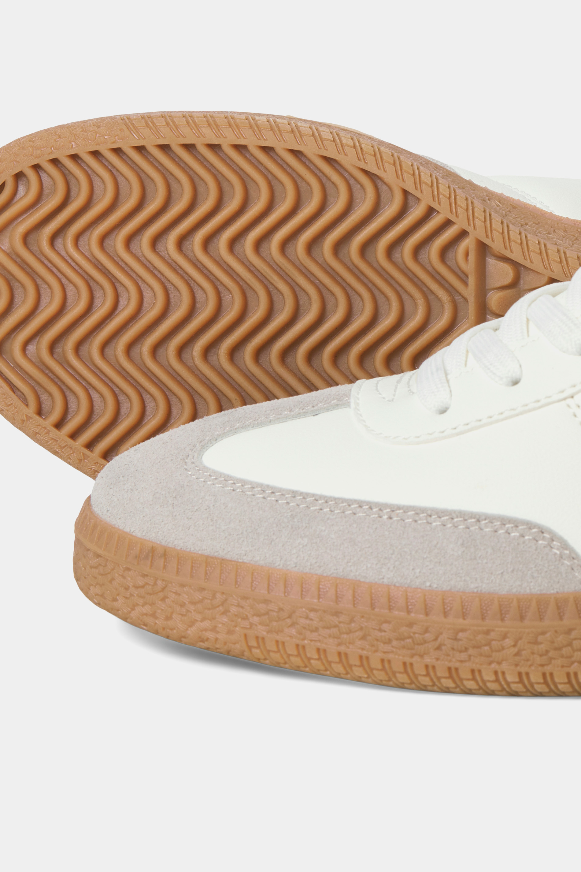 JACK & JONES Big & Tall White & Brown PU Lace Up Trainers | BadRhino 3