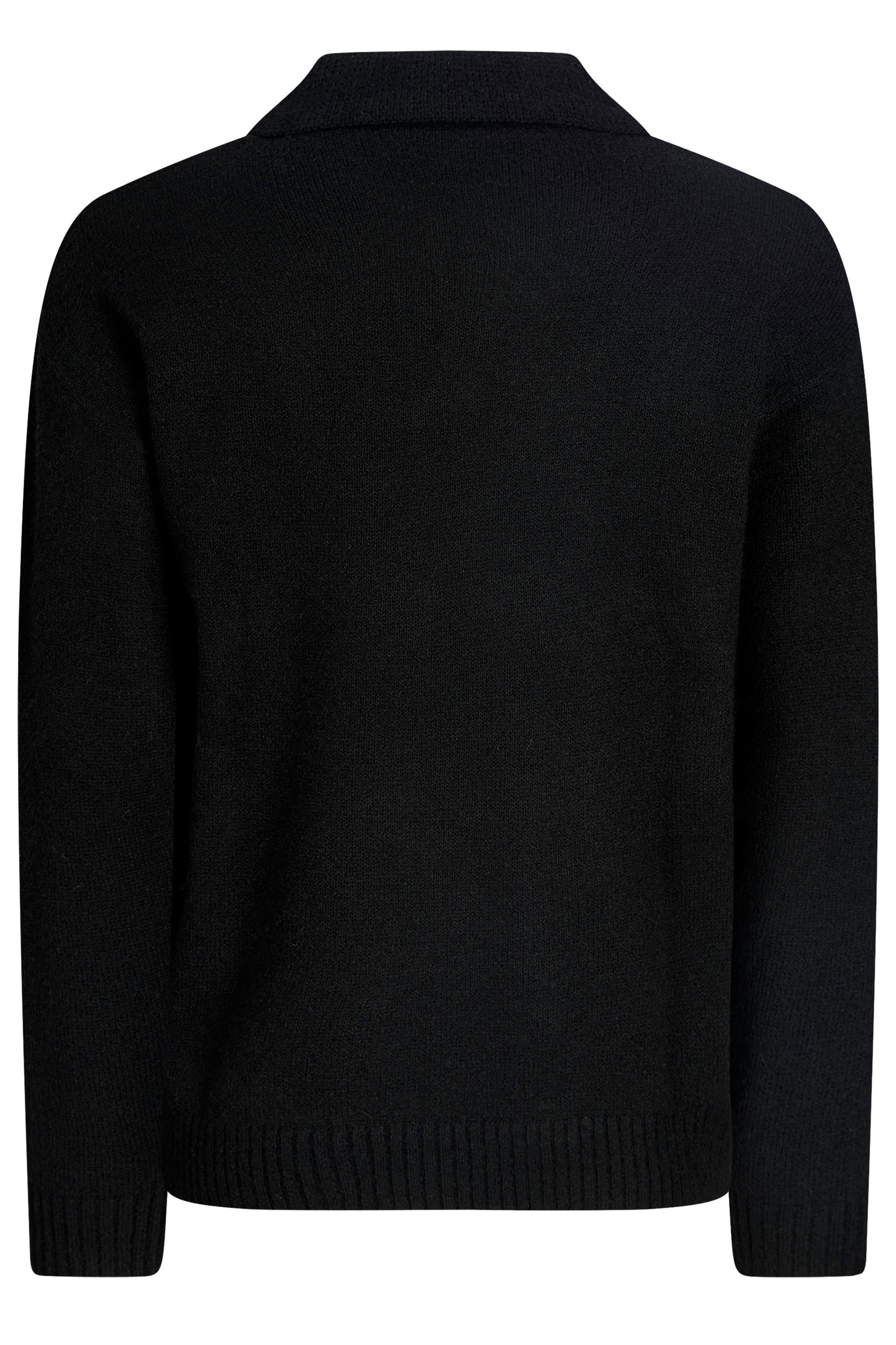 JACK & JONES Big & Tall Black Split Neck Knitted Jumper | BadRhino 4