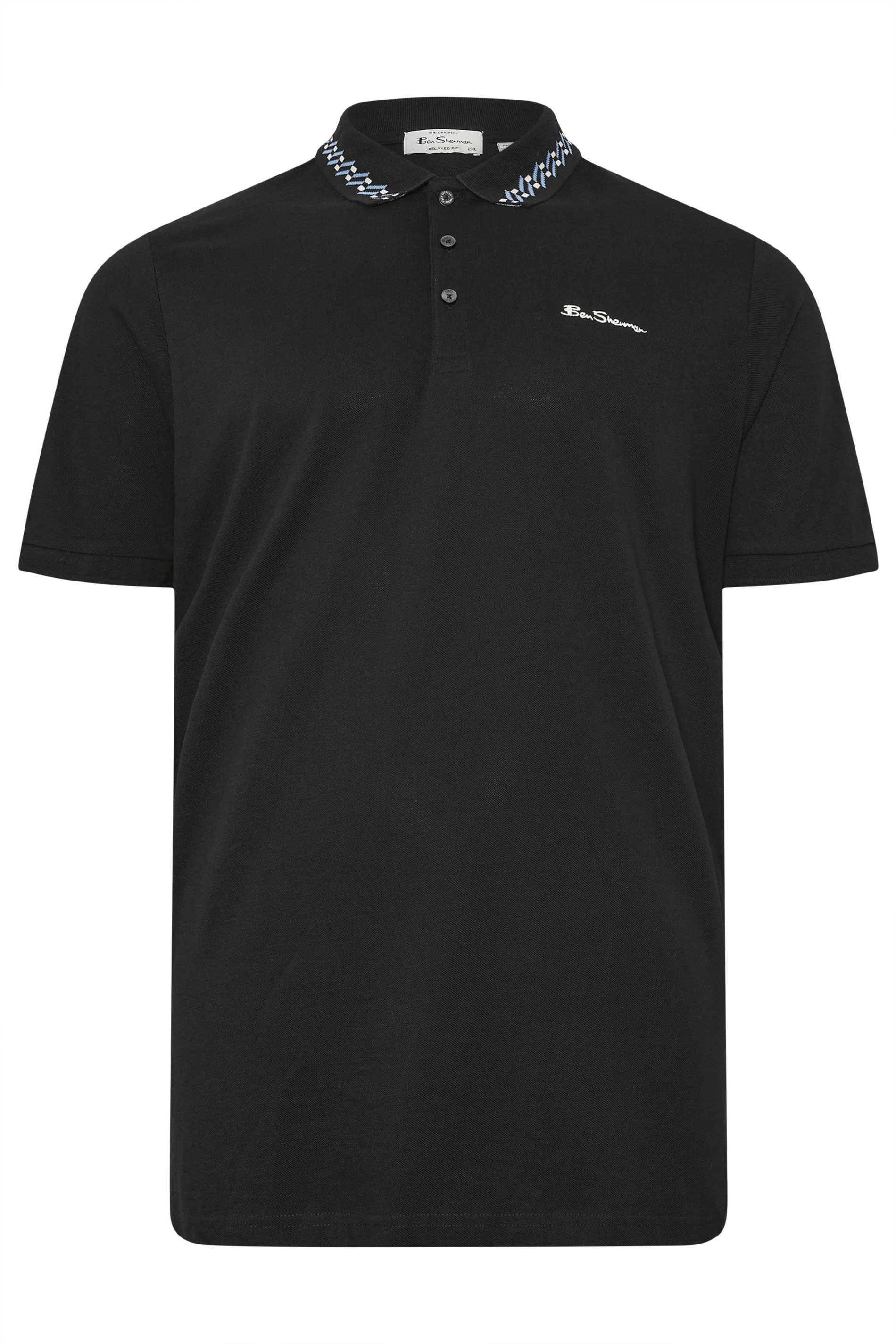 Ben Sherman Big & Tall Black Signature Pique Polo Shirt | BadRhino 3